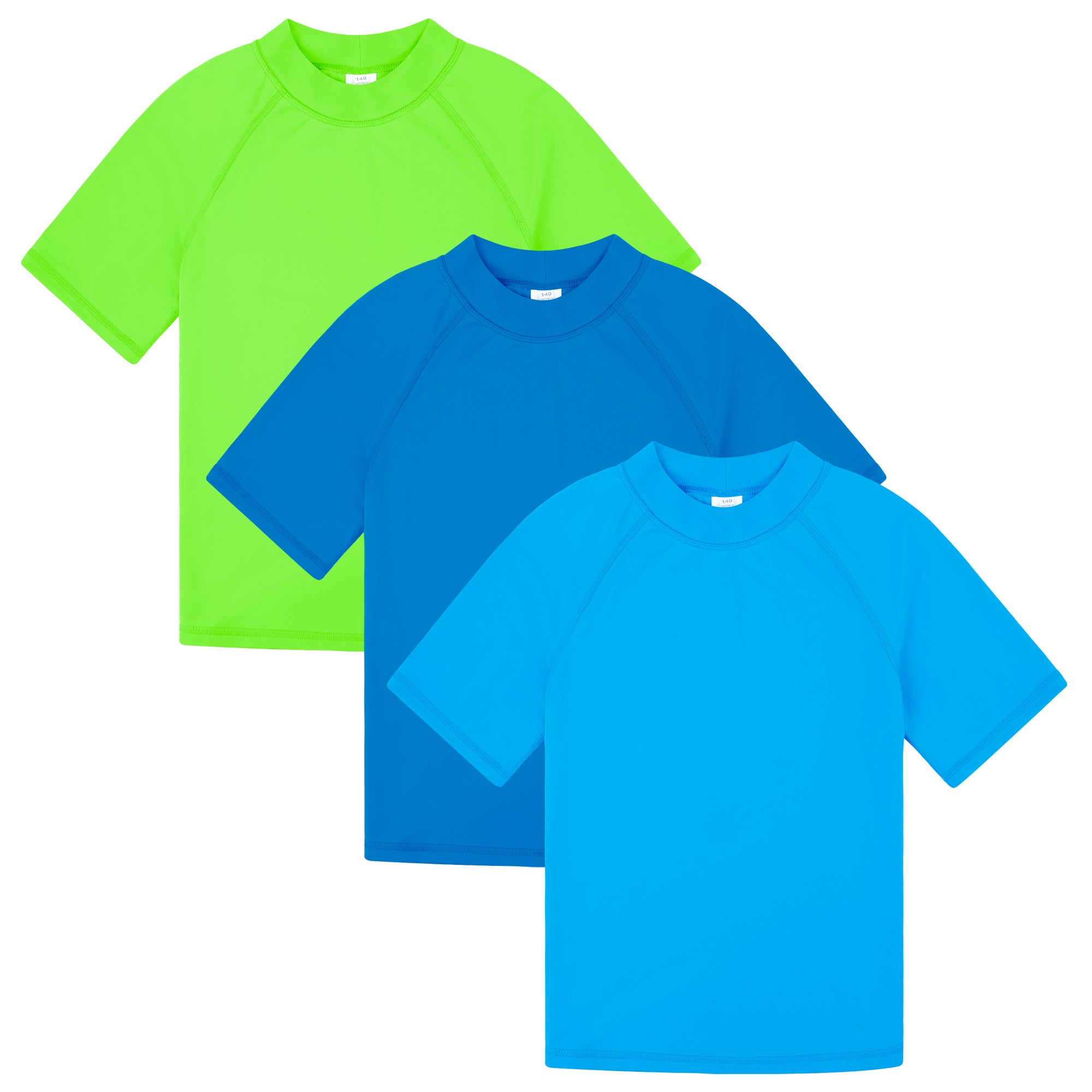 BIG ELEPHANT 3-Pack Kids' Short Sleeve Rash Guard Shirts – UPF 50+ Sun Protection & Quick-Dry Swim Tees