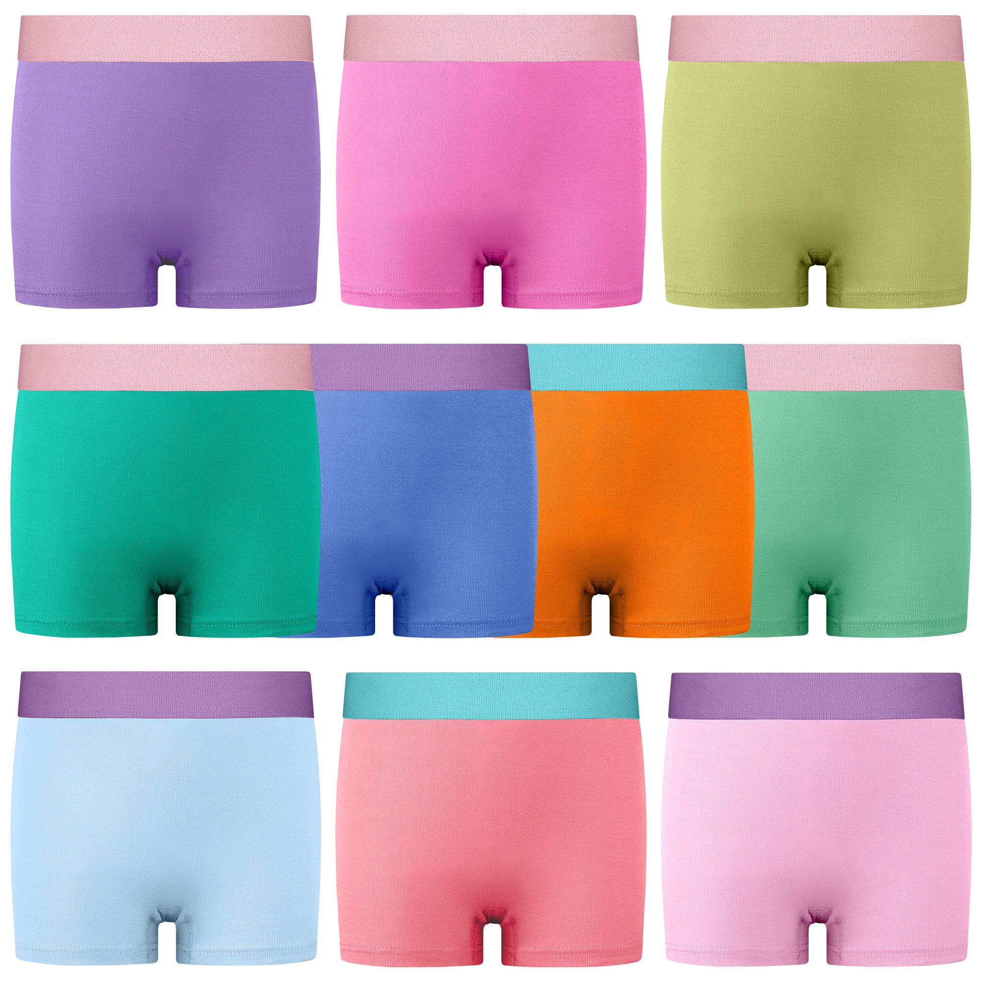 BIG ELEPHANT 10-Pack Girls' Boyshort Underwear – 100% Cotton, Soft & Breathable Toddler Girls' Boxer Briefs (Sizes 4T–9Y)