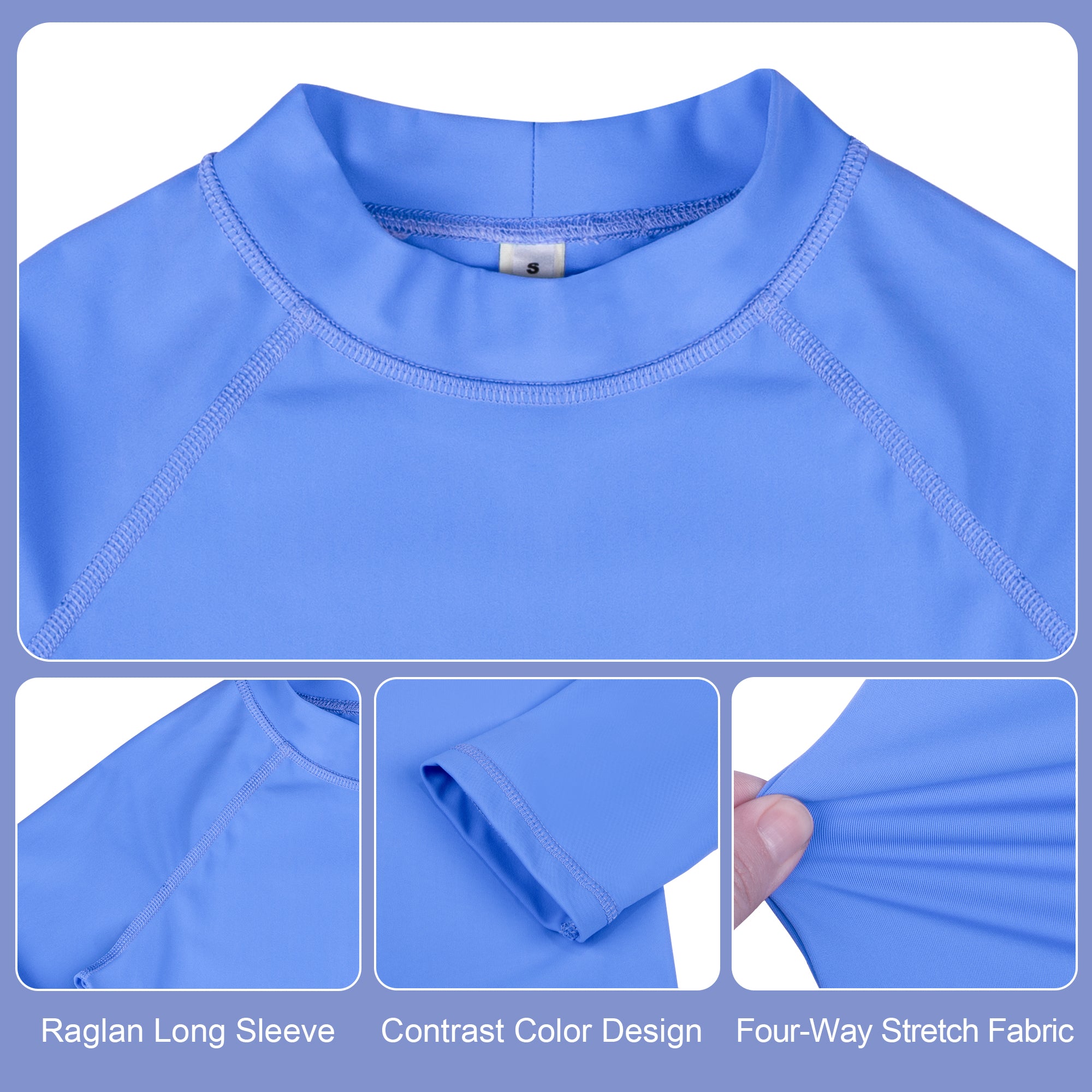 3-Pack Kids' Long Sleeve Rash Guards | UPF 50+ Sun Protection Swimwear & Surf Tops | for Boys & Girls