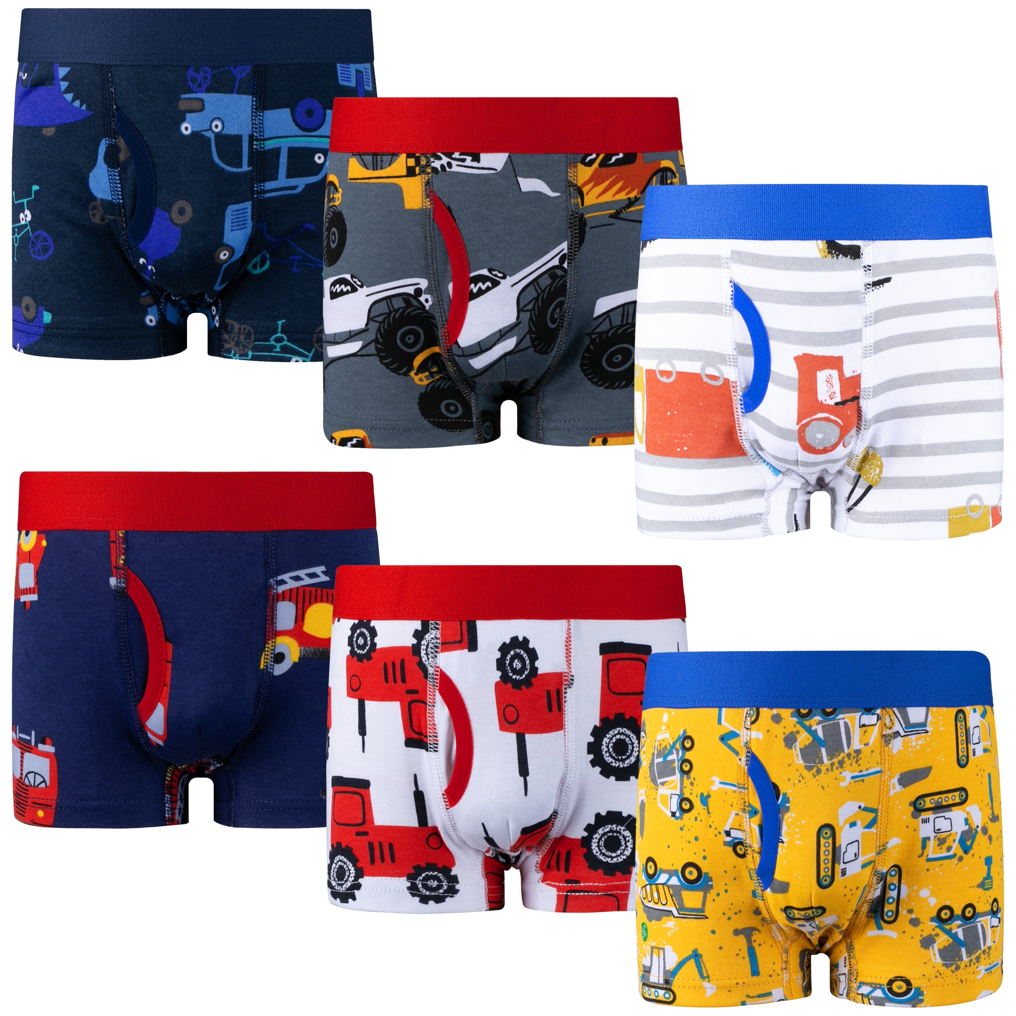 BIG ELEPHANT 6-Pack Toddler Boxer Briefs – 100% Cotton, Soft & Breathable Boys' Underwear, Sizes 3-9Y