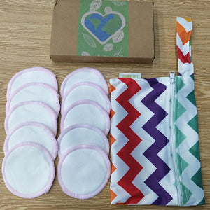 Reusable makeup remover pads set with wash bag and box