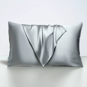 Satin pillowcase in silver gray