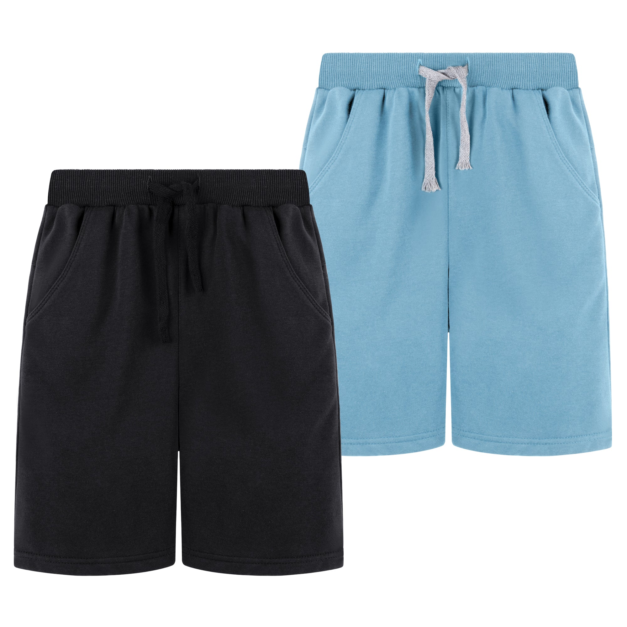 BIG ELEPHANT 2-Pack Boys' Sports Shorts – Featuring Pockets and Adjustable Drawstring, Available in Sizes XS–XXXL