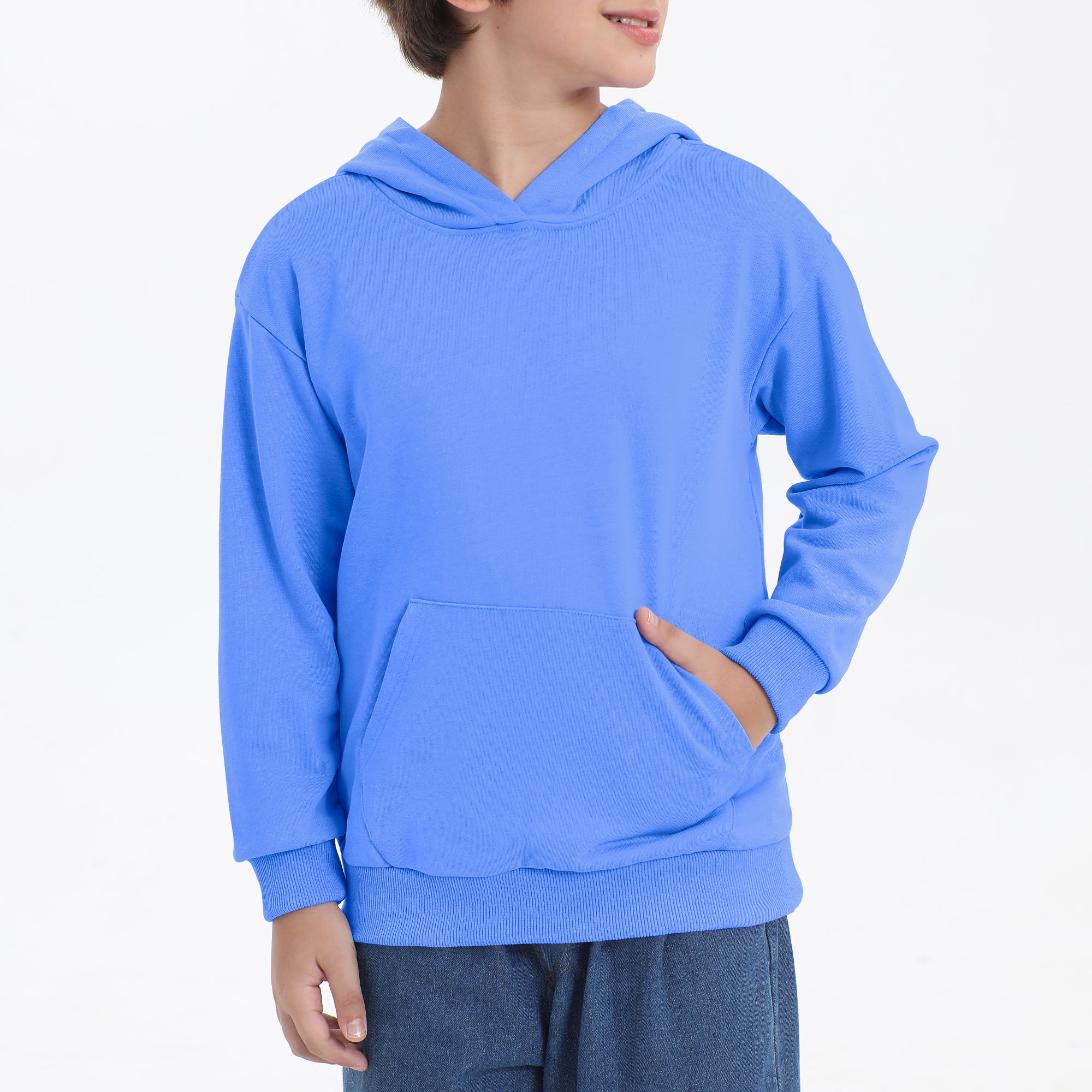 BIG ELEPHANT Boys’ and Girls’ Lightweight 100% Cotton Hooded Sweatshirt with Pocket – Long Sleeve for School & Everyday Wear