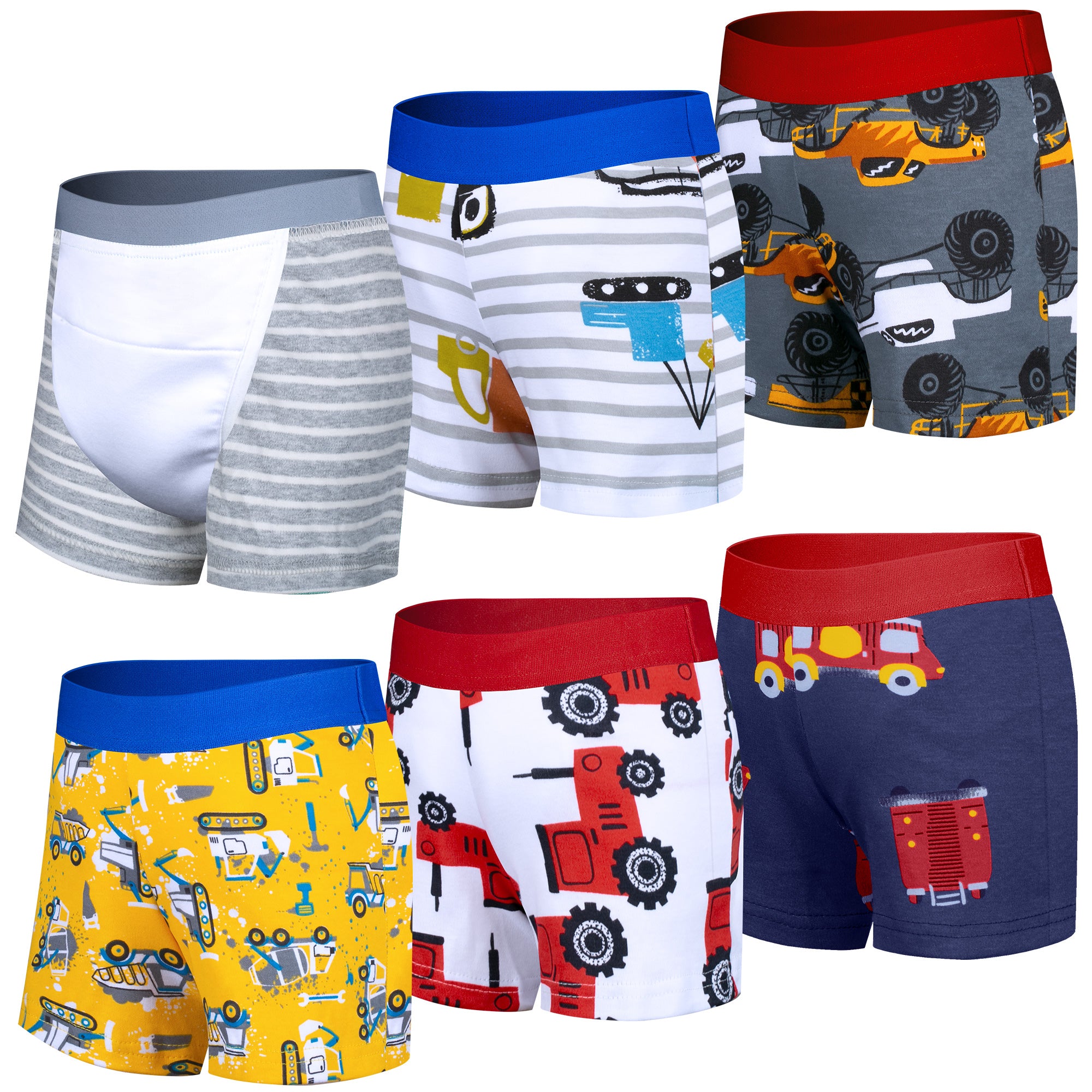 BIG ELEPHANT 6-Pack Unisex Cotton Potty Training Pants – Soft & Absorbent Toddler Boxer Style Underwear for Boys & Girls, Sizes 2–5Y