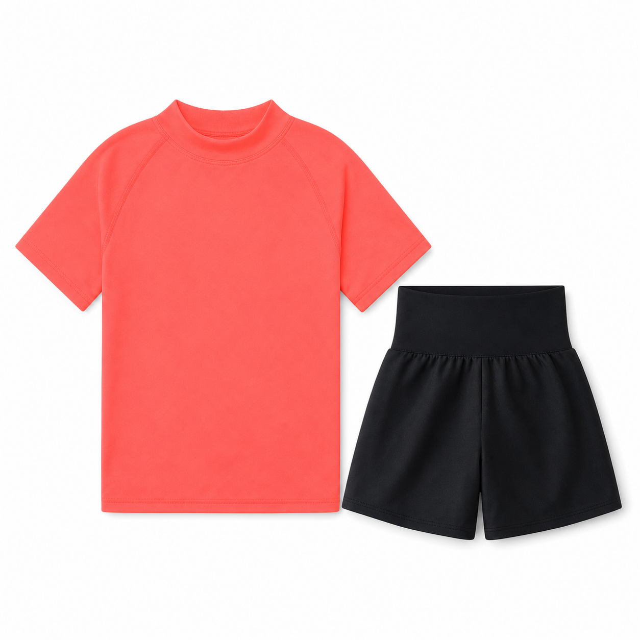 BIG ELEPHANT Mix-and-Match Rash Guard Set for Girls – Short-Sleeve Swim Top with Matching Beach Shorts, Available for Boys & Girls in Sizes XS–XL.