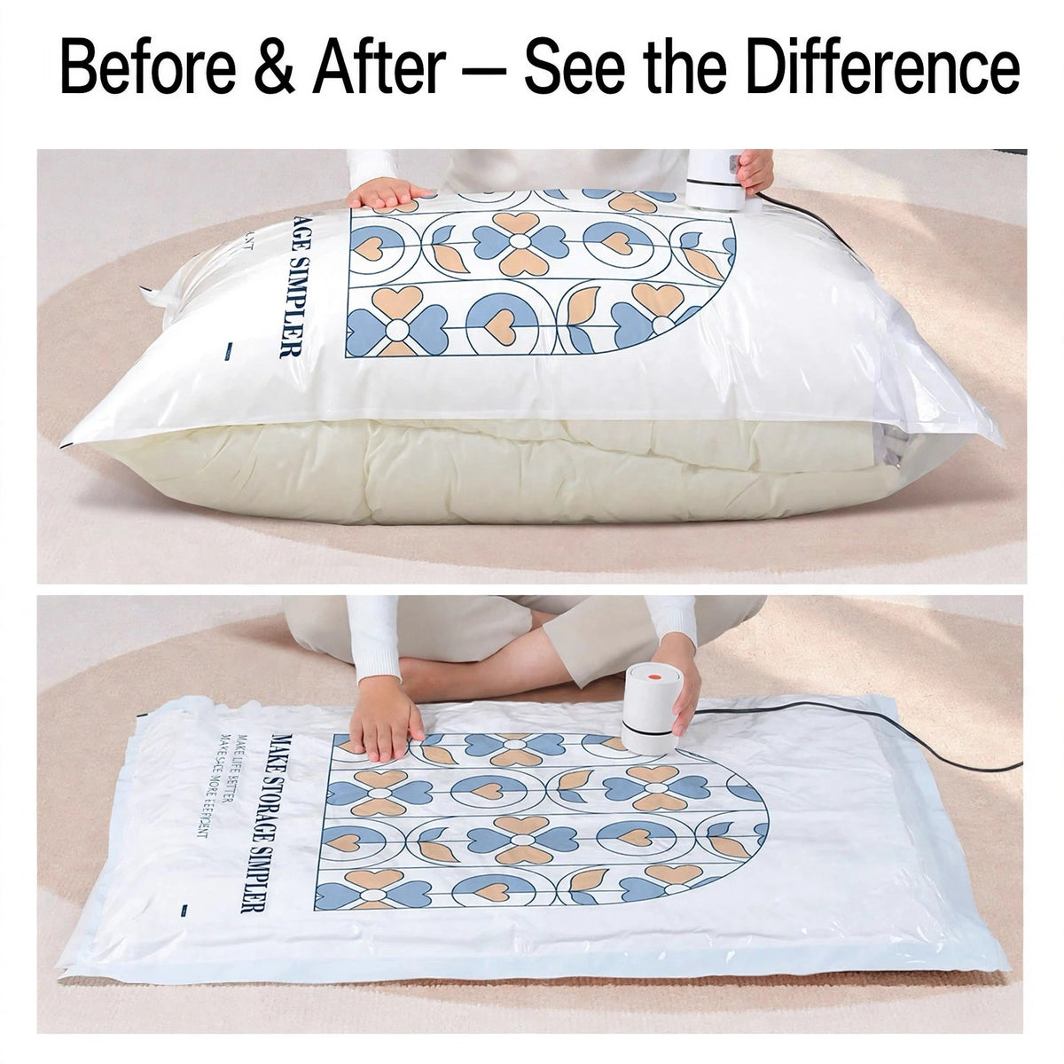 Before and after compression