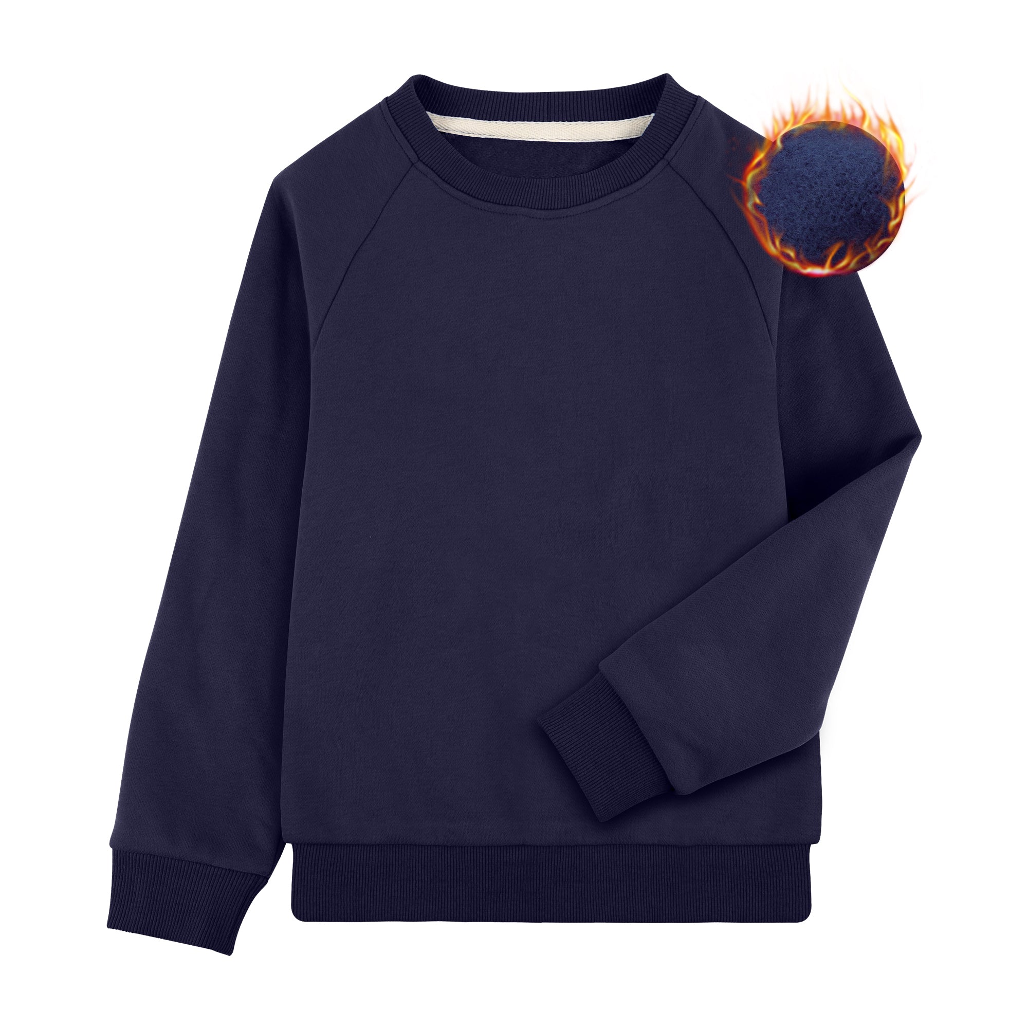 BIG ELEPHANT Boys’ Thin Fleece Crewneck Sweatshirt – Soft Warm Long Sleeve Youth Pullover