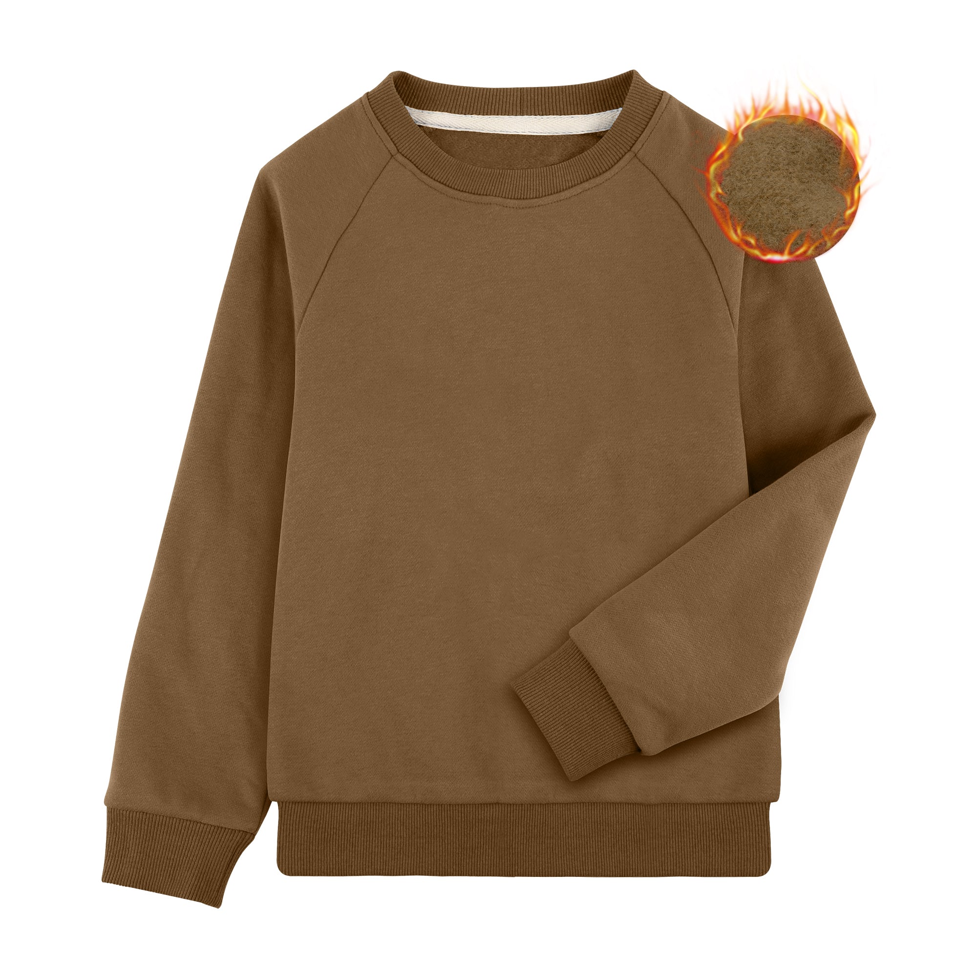 BIG ELEPHANT Boys’ Thin Fleece Crewneck Sweatshirt – Soft Warm Long Sleeve Youth Pullover