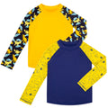 BIG EPHANT 2-Pack Kids' Long Sleeve Sun Shirts, UPF 50+ Print Rash Guard for Swimming & Surfing – Unisex Sizes XXS to M