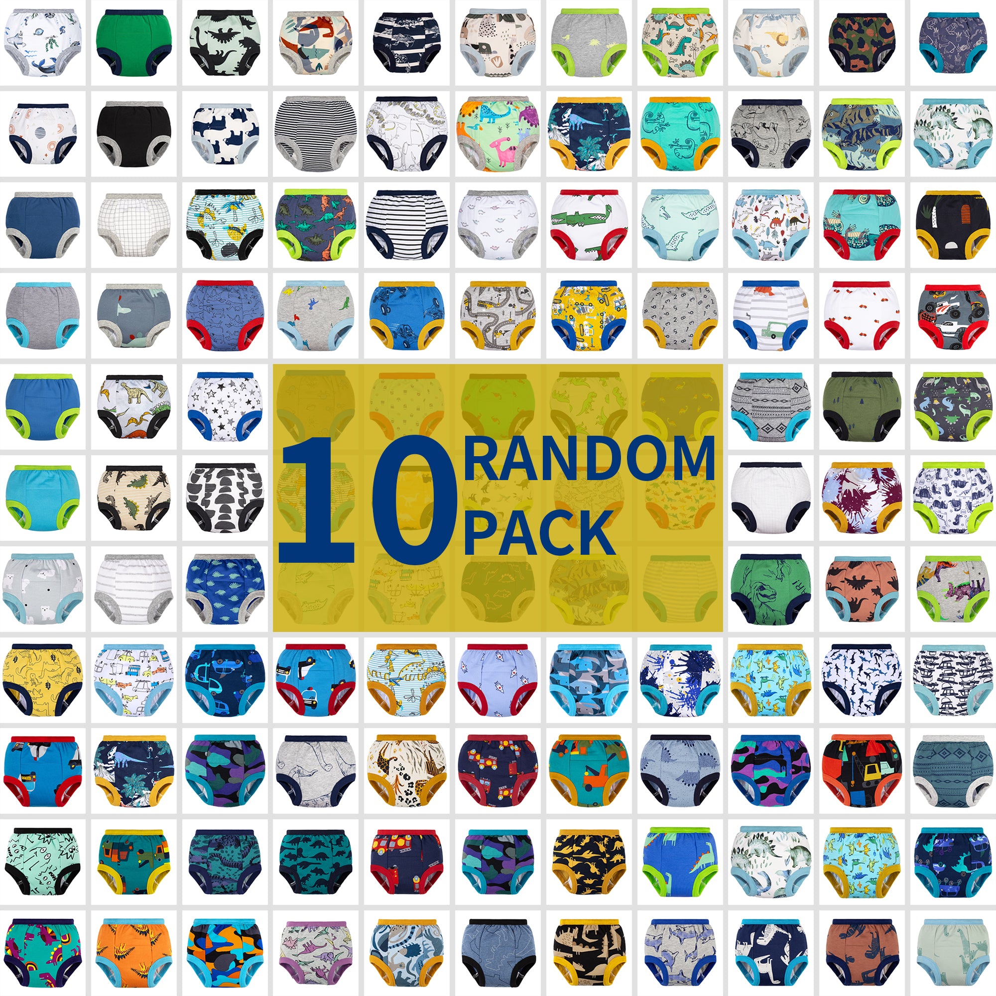 BIG ELEPHANT 10-Pcs Potty Training Underwear for Boys, Random Color