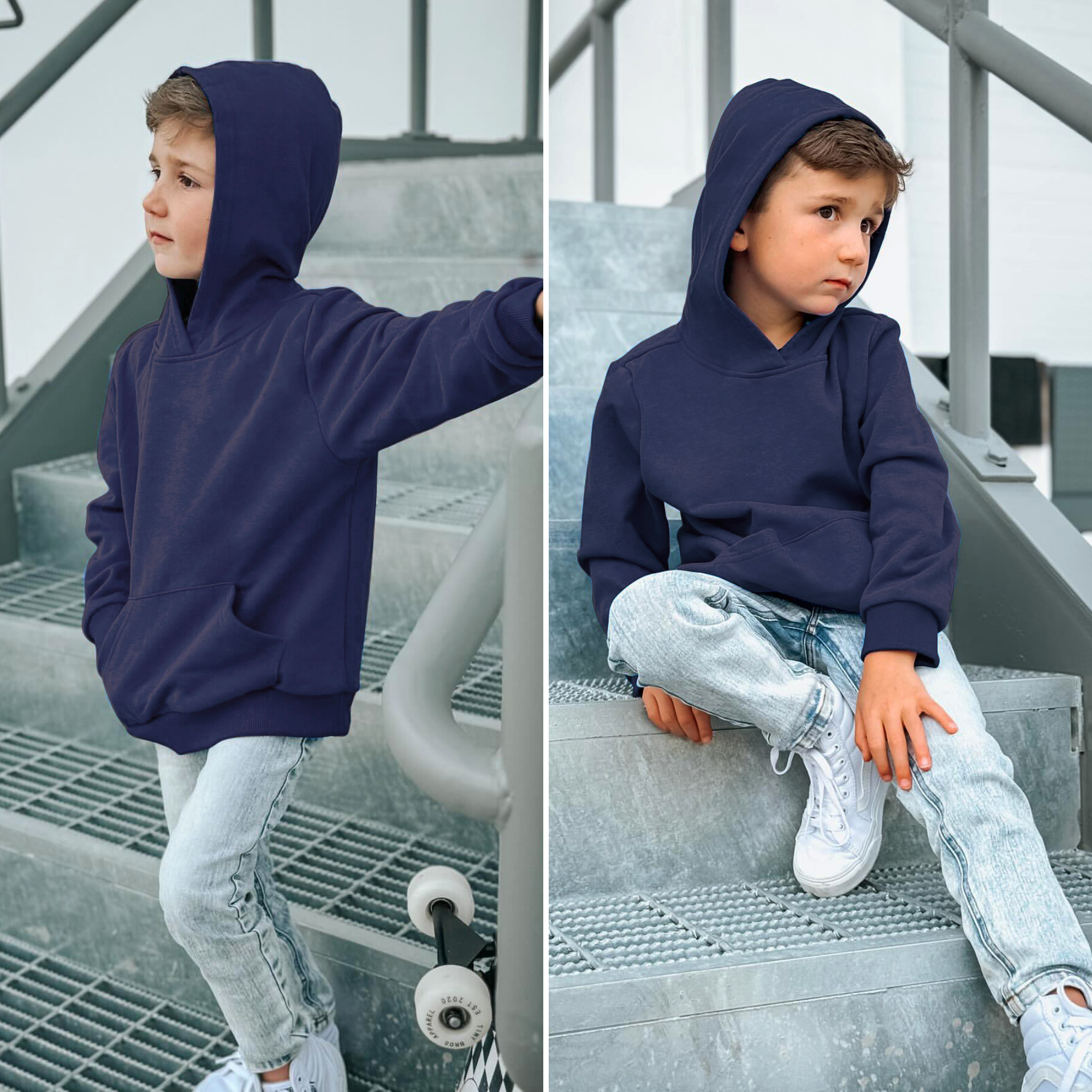 BIG ELEPHANT Boys' and Girls' Fleece Pullover Hoodie – Warm Long Sleeve Hooded Sweatshirt with Front Pocket for Kids