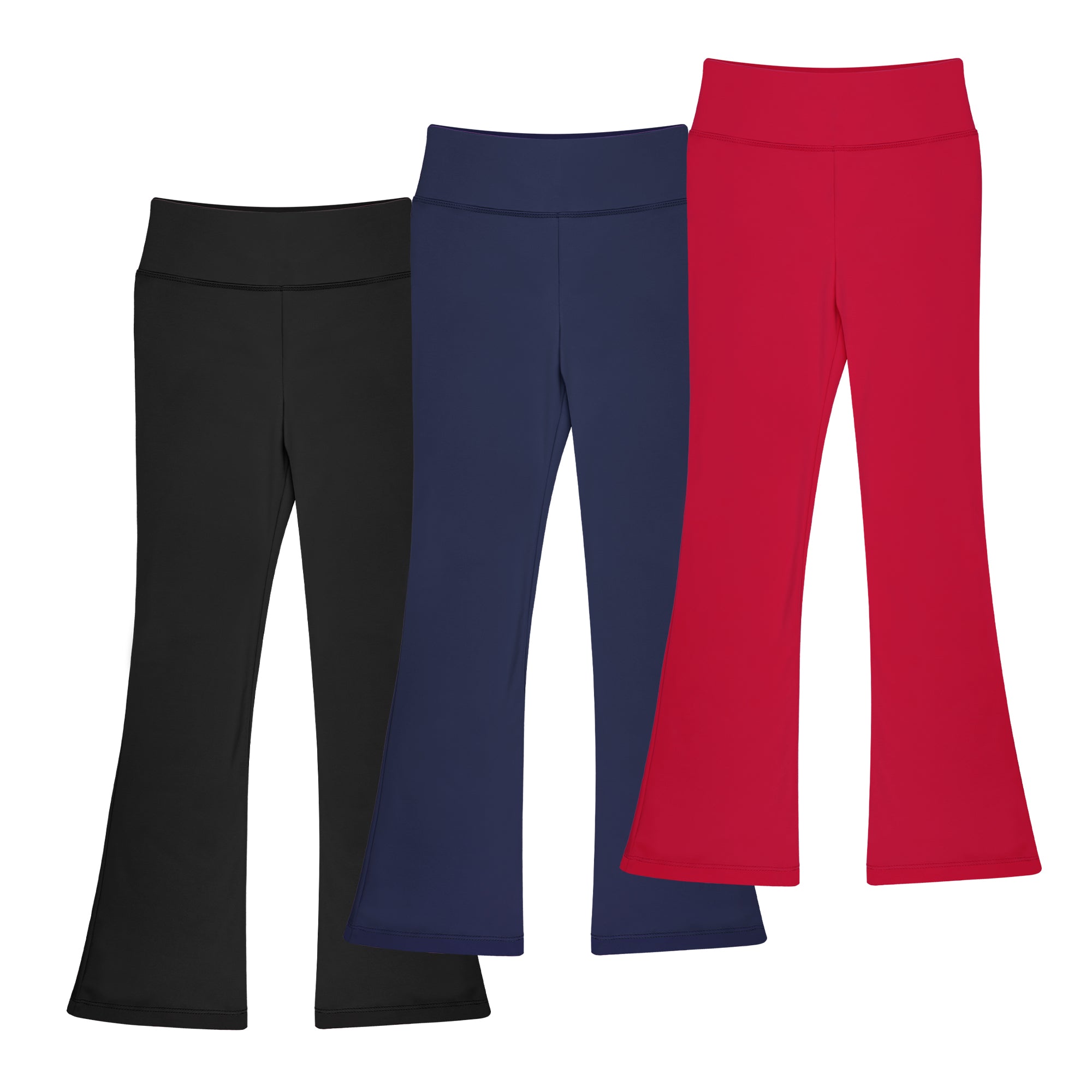 BIG ELEGHANT Girls High-Waisted Flare Leggings - 3-Pack Bootcut Yoga Pants for Dance, Sizes XS-XL