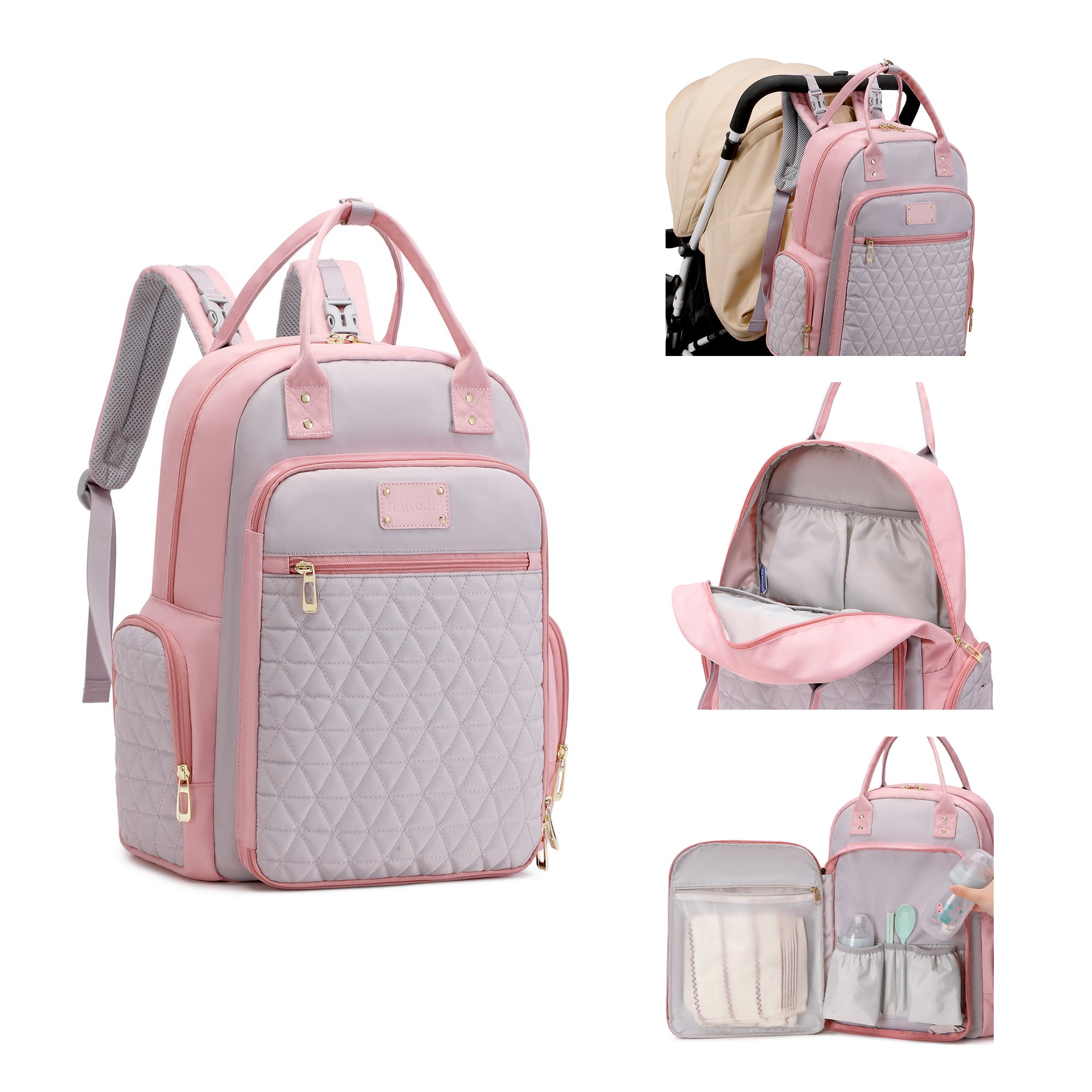 Multifunction Baby Diaper Bag Backpack, Travel Maternity Nappy Bag for Moms, 12x7x16 Inches