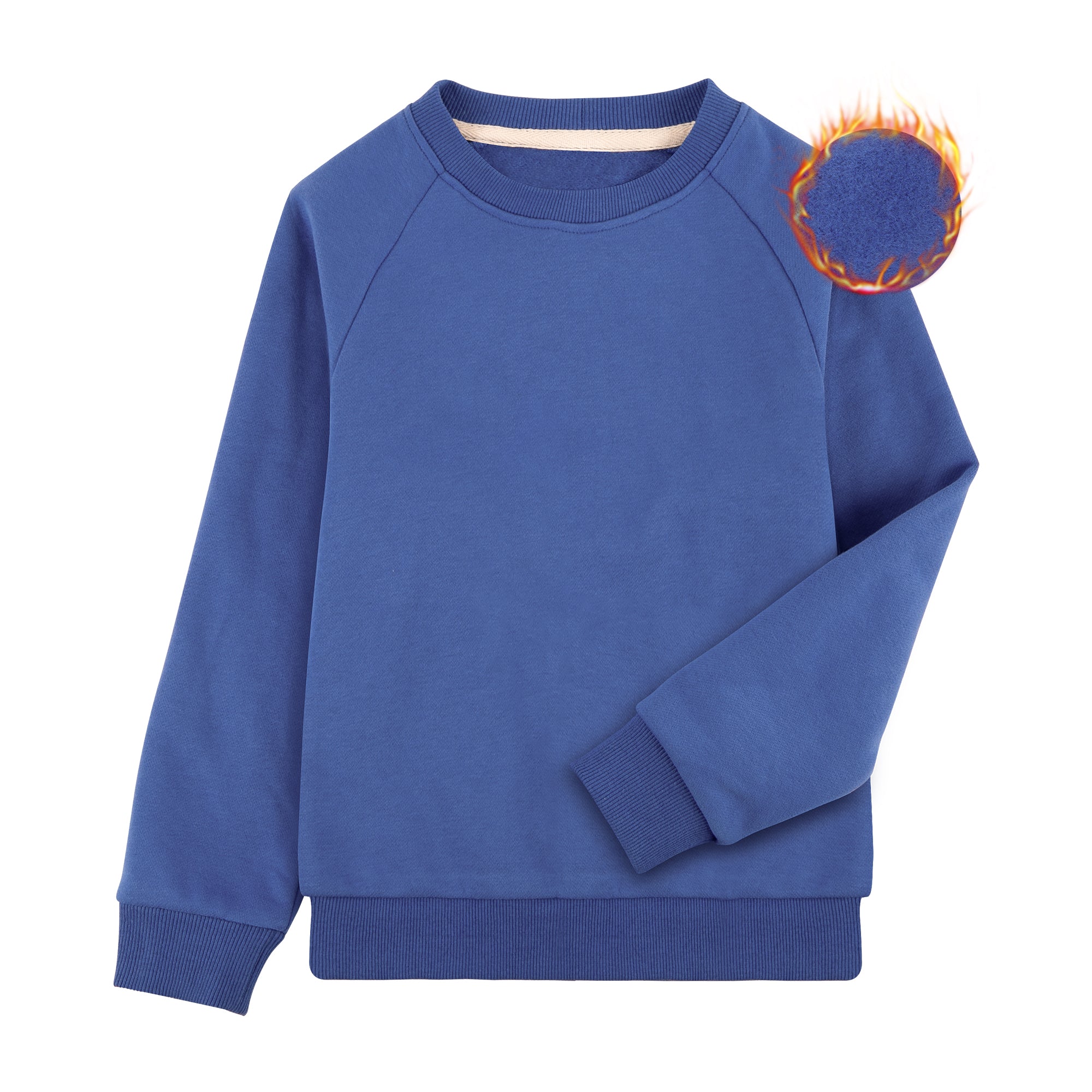 BIG ELEPHANT Boys’ Thin Fleece Crewneck Sweatshirt – Soft Warm Long Sleeve Youth Pullover