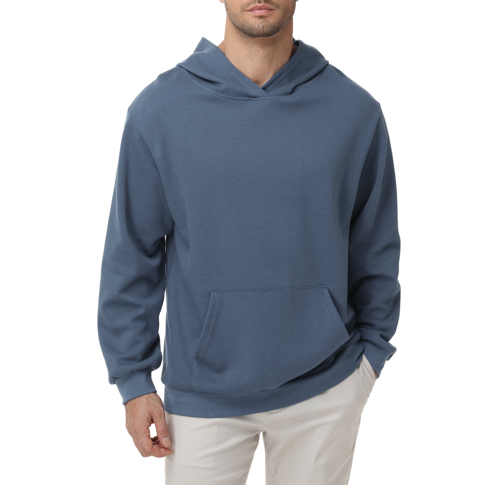 Pepypepy Men's Hooded Sweatshirt – Soft Lightweight Cotton Pullover Hoodie, Solid Color Long Sleeve for Casual Wear and Layering