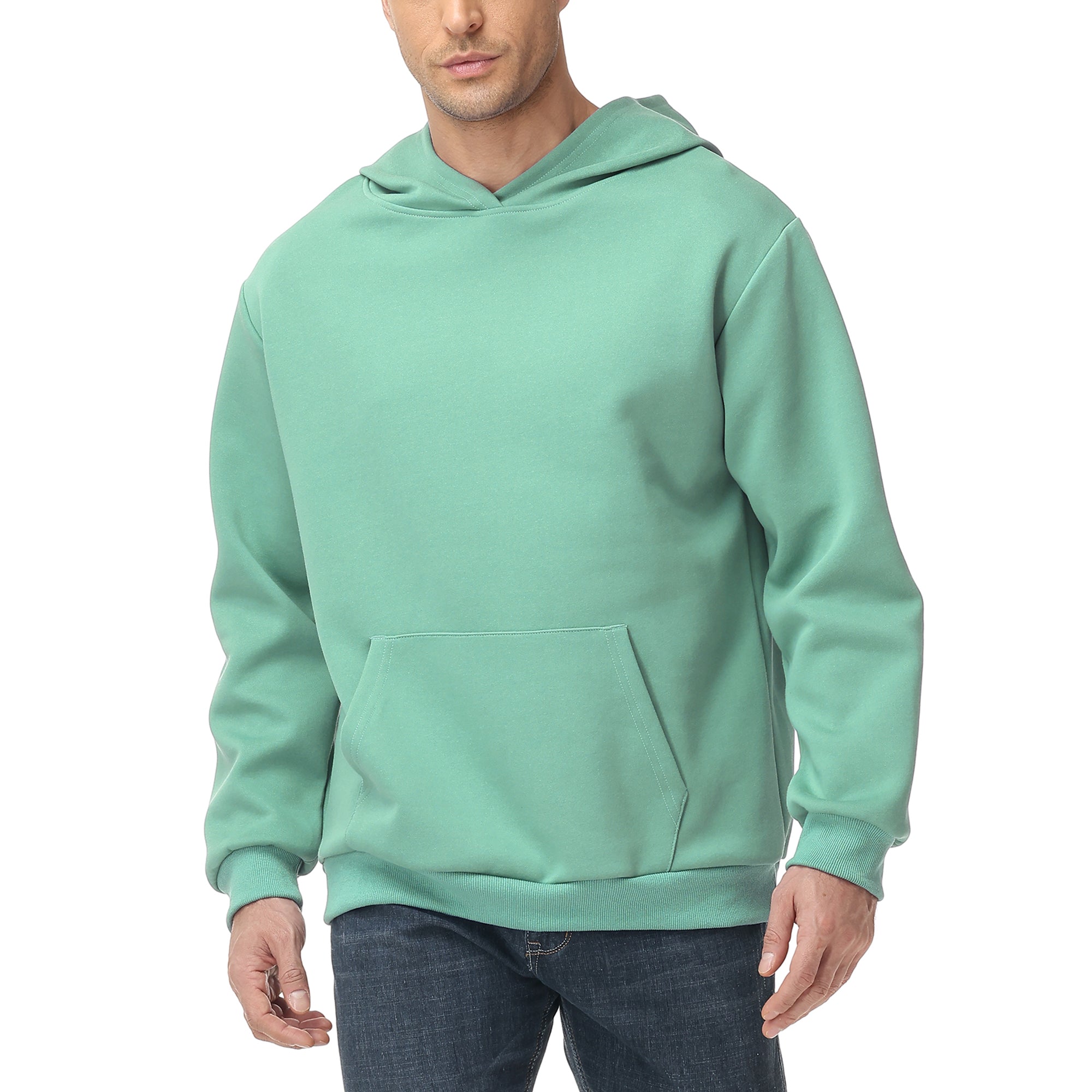 Men's 100% Cotton Hoodie – Double-Layer Pullover Sweatshirt in Solid Color, Long Sleeve for Year-Round Casual Wear