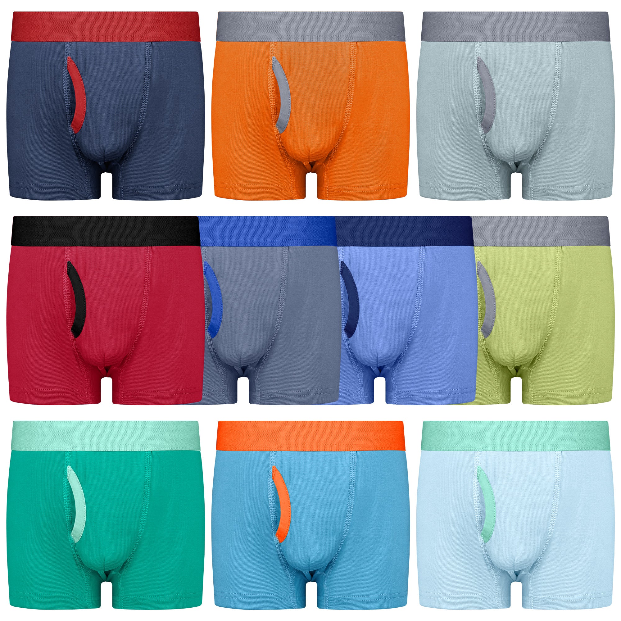 BIG ELEPHANT 10-Pack Boys’ Boxer Briefs – Soft, Breathable Cotton Underwear for Kids, Tagless Design with No Ride-Up, Available in Sizes 3T to 9Y