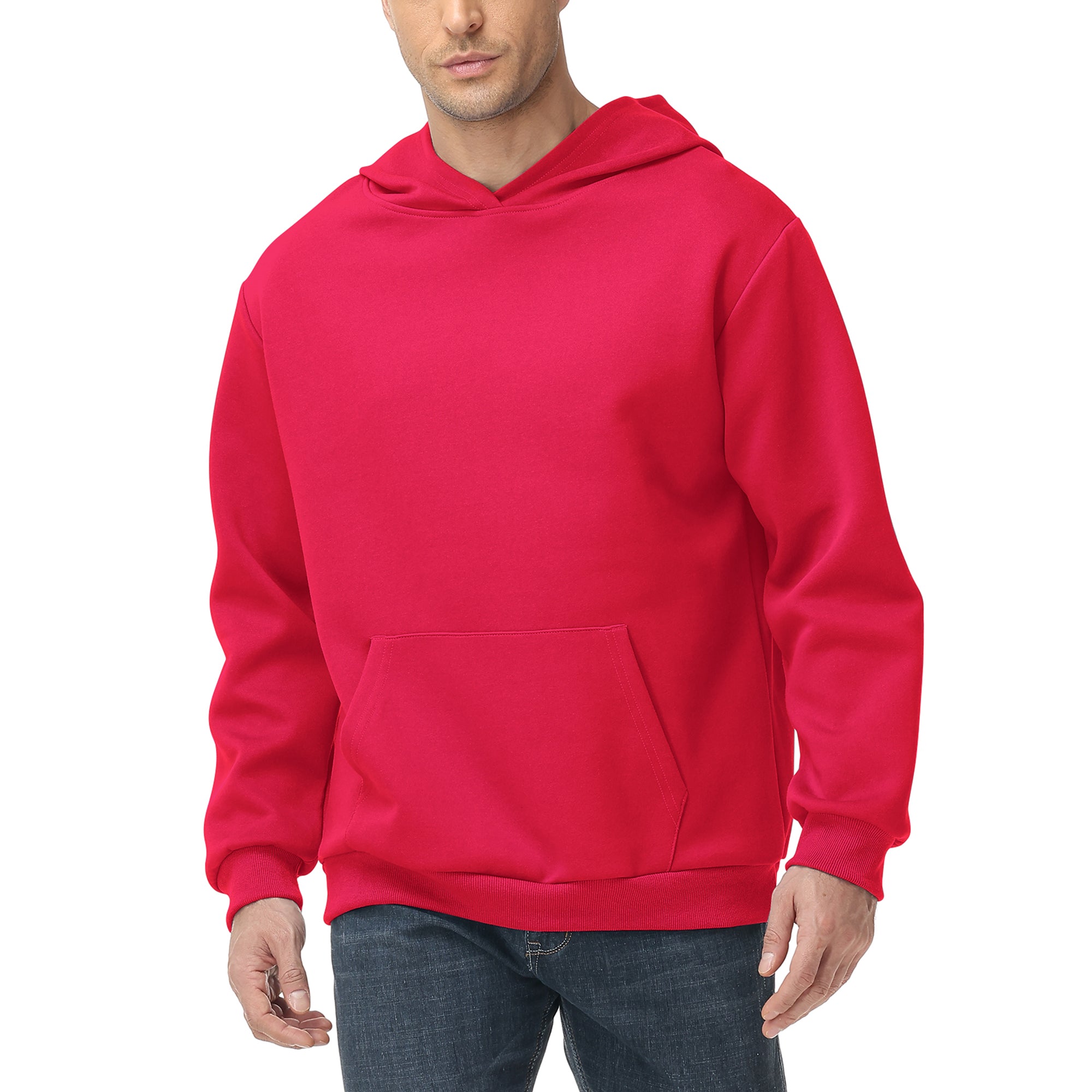 Men's 100% Cotton Hoodie – Double-Layer Pullover Sweatshirt in Solid Color, Long Sleeve for Year-Round Casual Wear