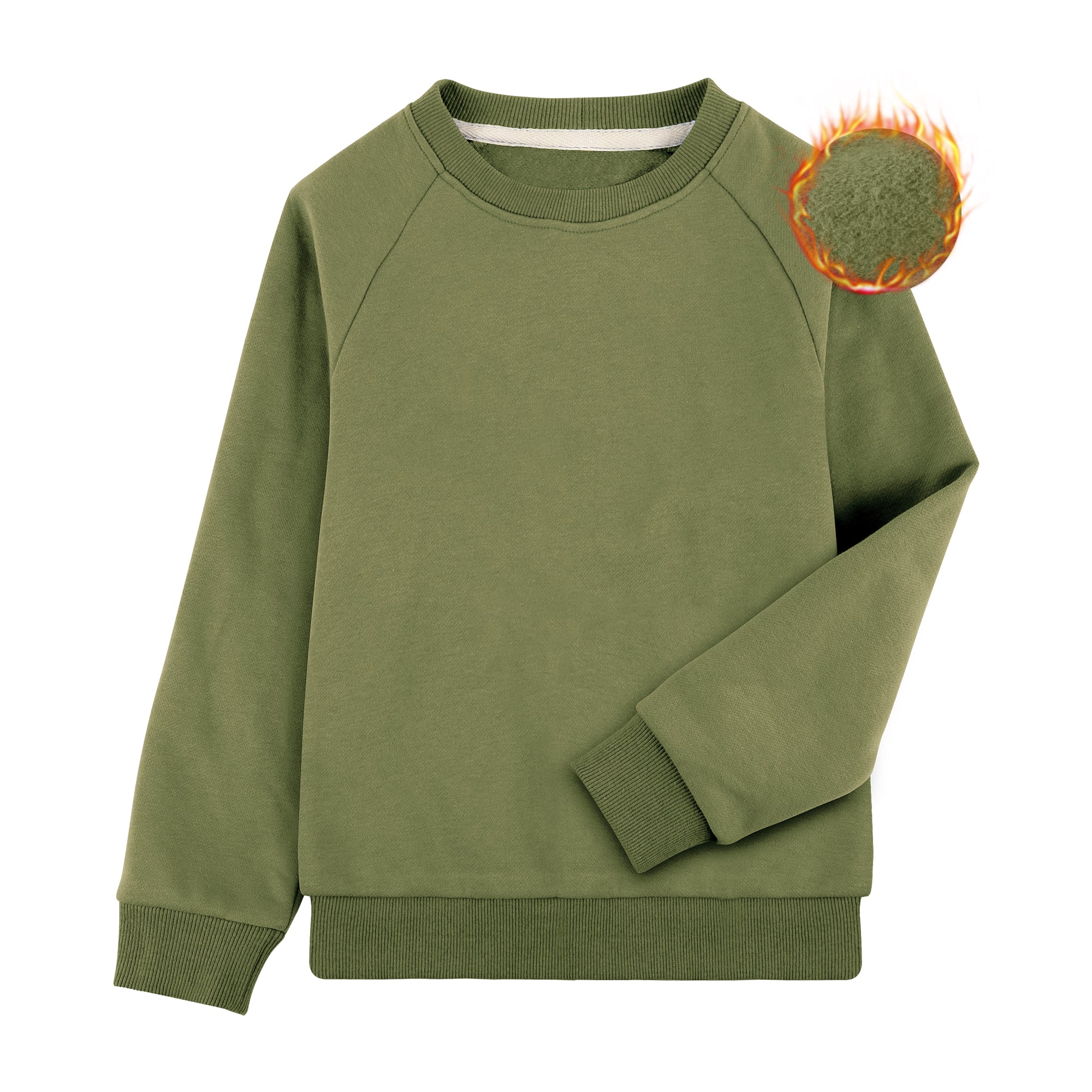 BIG ELEPHANT Boys’ Thin Fleece Crewneck Sweatshirt – Soft Warm Long Sleeve Youth Pullover