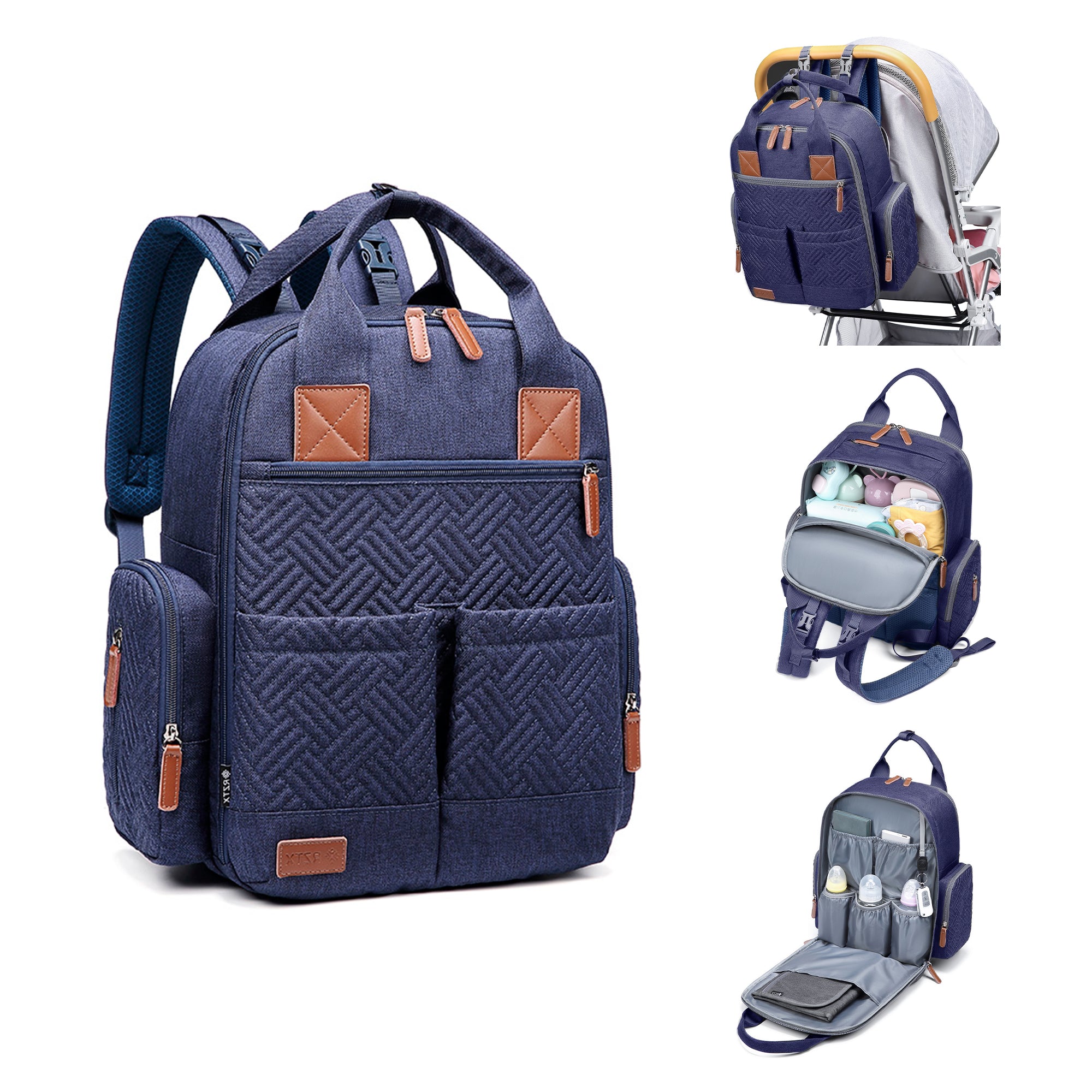 Waterproof Baby Diaper Bag Backpack, Maternity Nappy Bag with Dry & Wet Separation, 12x7x16 Inches
