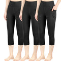 BIG ELEPHANT 3-Pack High-Waist Capri Leggings for Girls with Side Pockets - Ideal for Running, Dance & Fitness, Sizes S-XXL