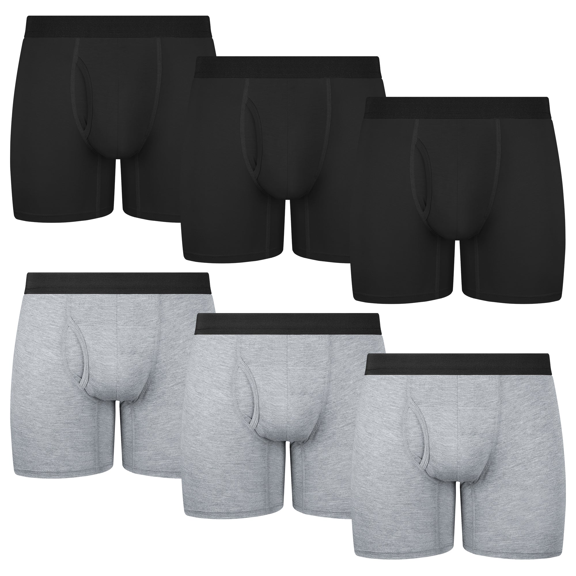 Protium 6-Pack Men's Boxer Briefs – Tag-Free, Soft, Breathable, Moisture-Wicking Underwear with No Ride-Up Design for All-Day Comfort