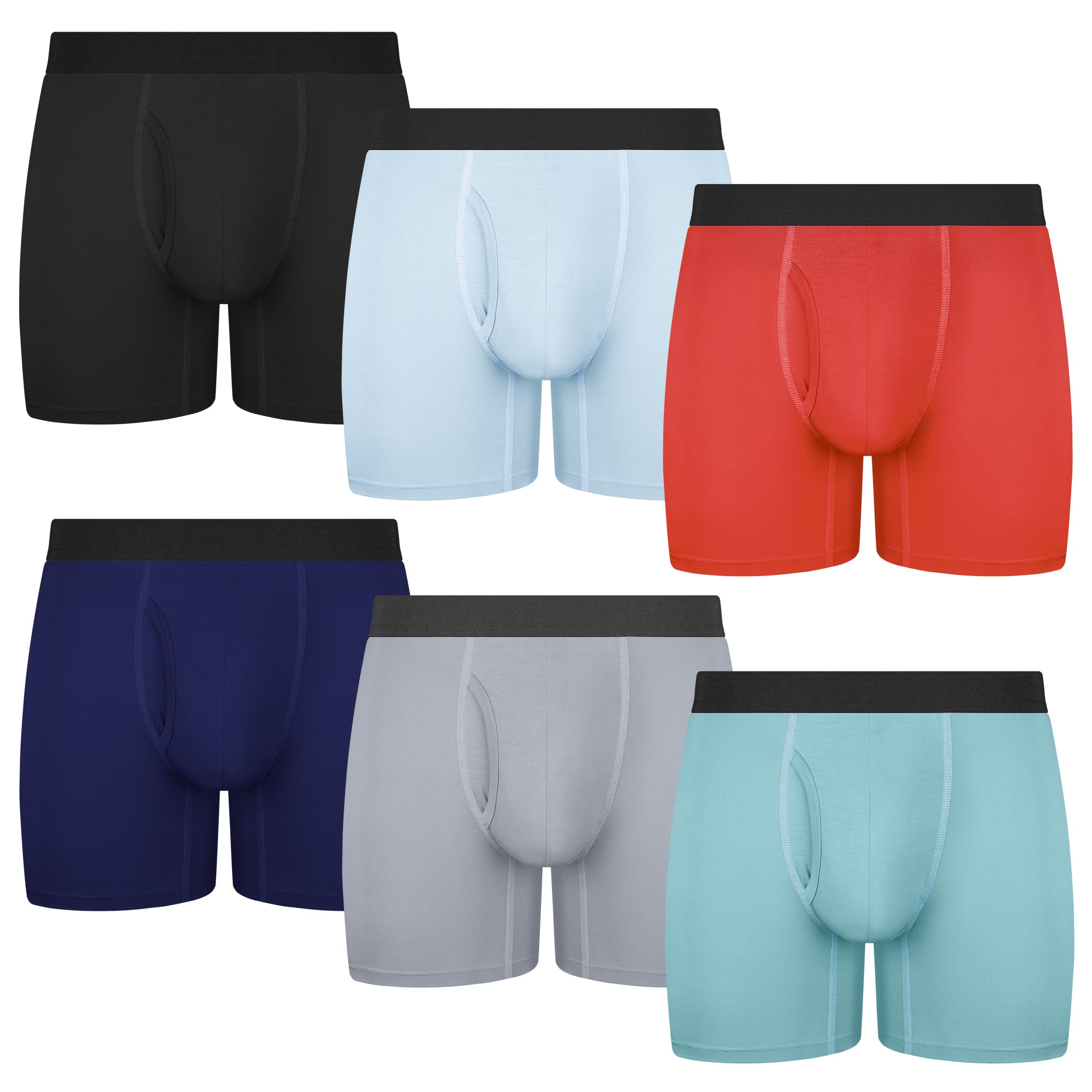 Protium 6-Pack Men's Boxer Briefs – Tag-Free, Soft, Breathable, Moisture-Wicking Underwear with No Ride-Up Design for All-Day Comfort