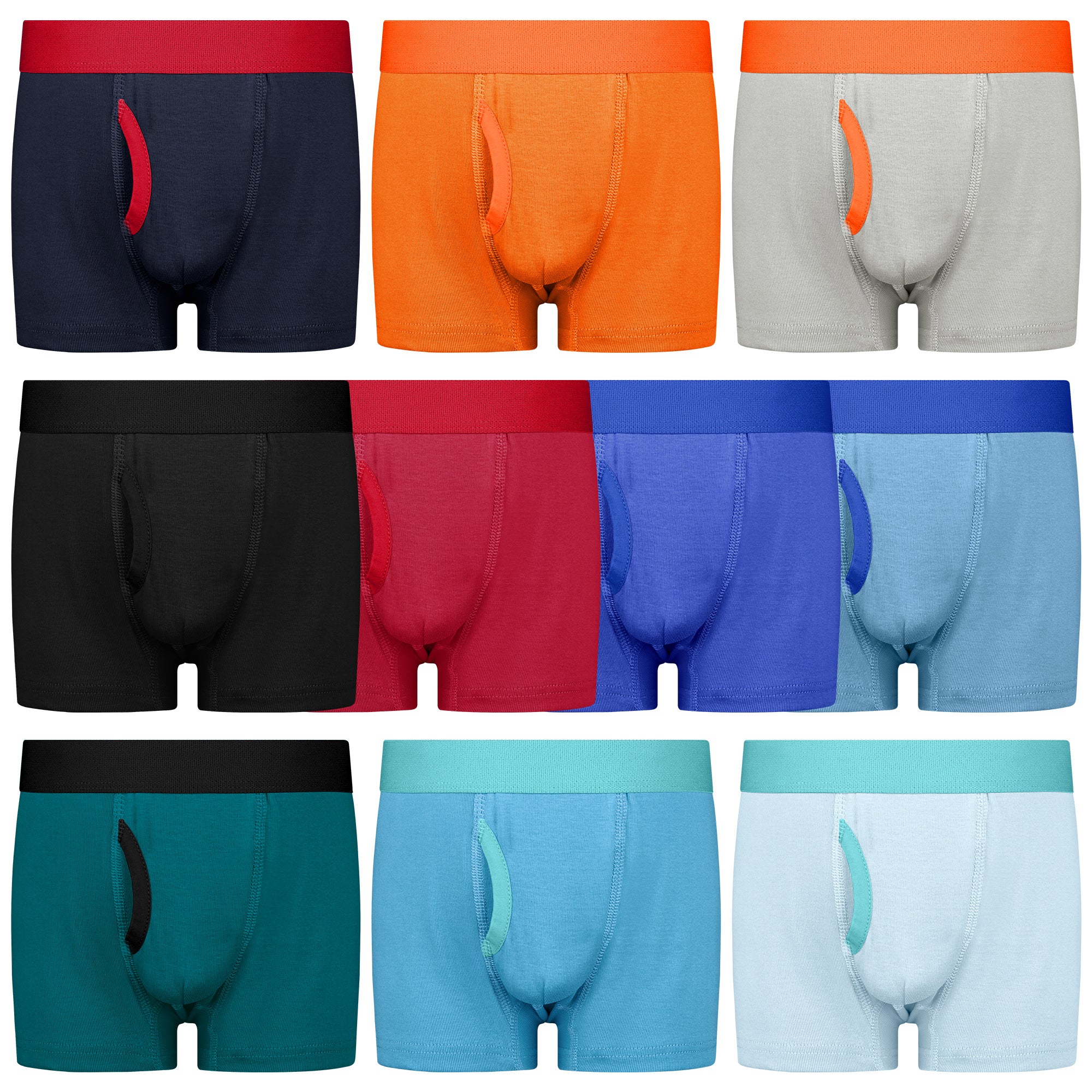 BIG ELEPHANT 10-Pack Boys’ Boxer Briefs – Soft, Breathable Cotton Underwear for Kids, Tagless Design with No Ride-Up, Available in Sizes 3T to 9Y