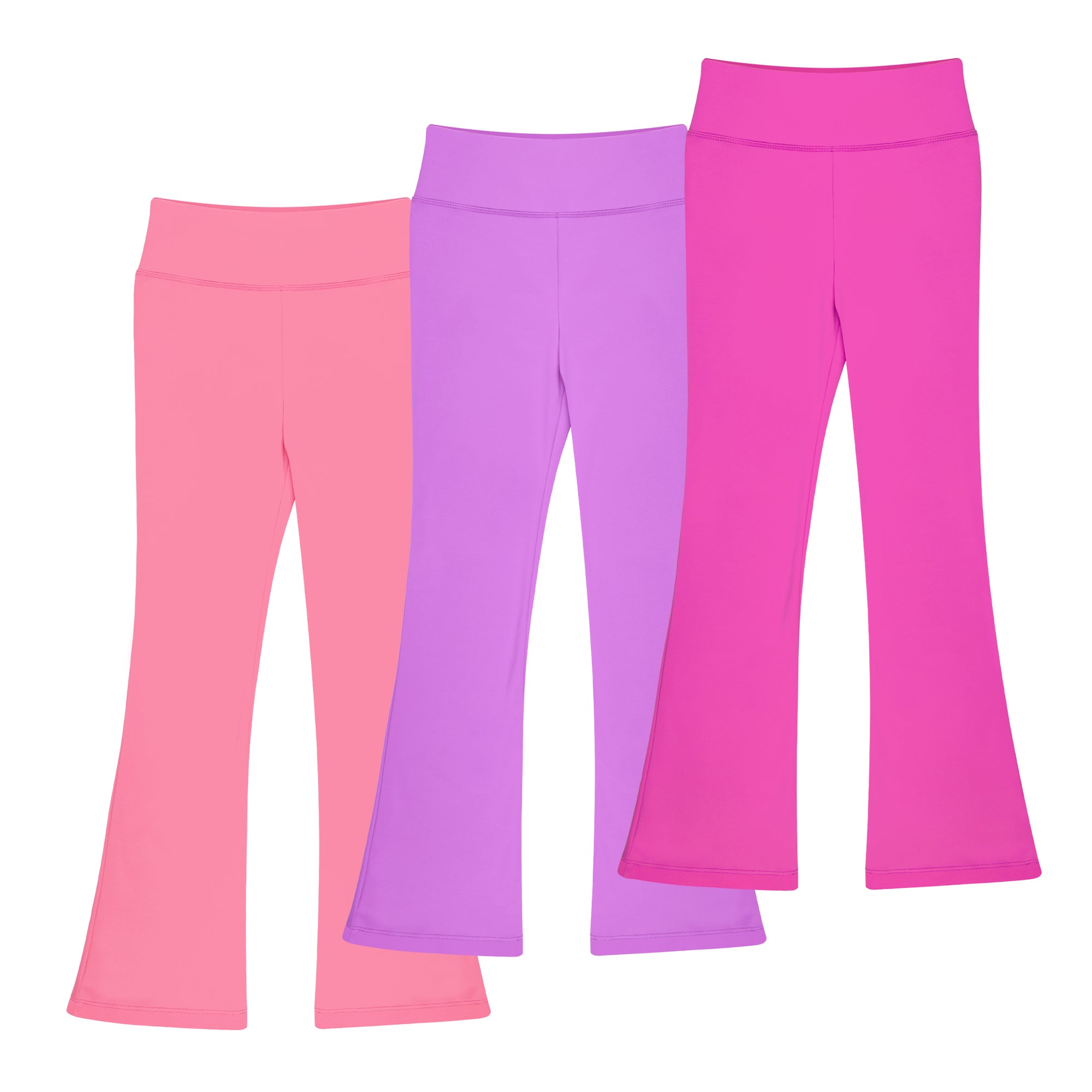 BIG ELEGHANT Girls High-Waisted Flare Leggings - 3-Pack Bootcut Yoga Pants for Dance, Sizes XS-XL