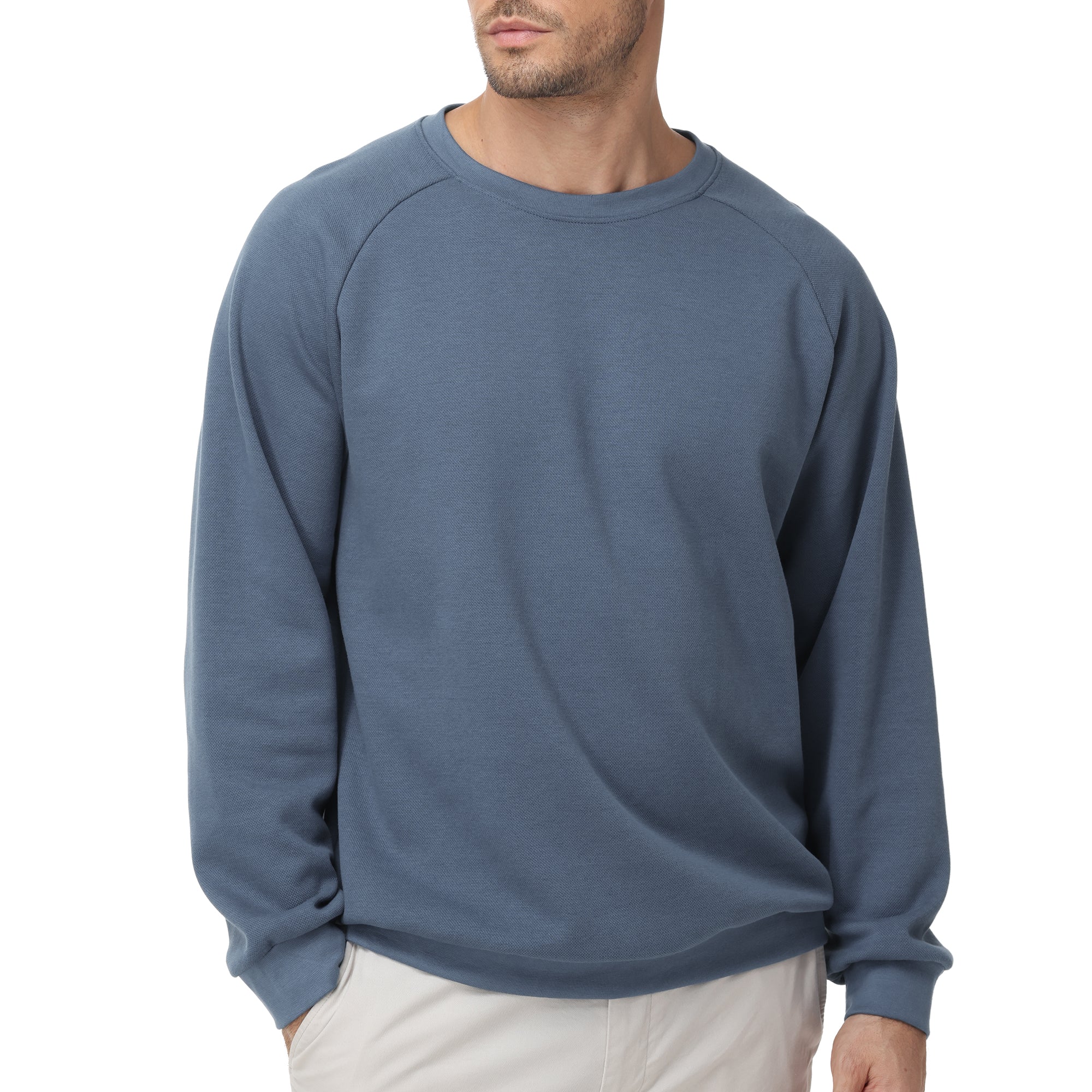 Pepypepy Men's Crewneck Sweatshirt – Soft Lightweight Cotton Pullover, Solid Color Long Sleeve for Casual Wear and Layering