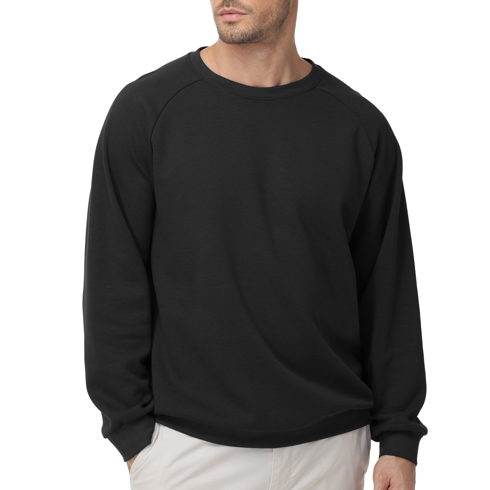 Pepypepy Men's Crewneck Sweatshirt – Soft Lightweight Cotton Pullover, Solid Color Long Sleeve for Casual Wear and Layering