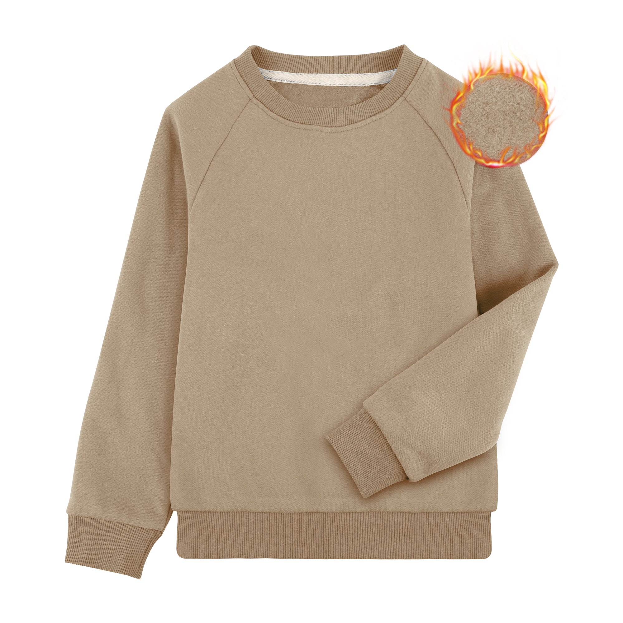 BIG ELEPHANT Boys’ Thin Fleece Crewneck Sweatshirt – Soft Warm Long Sleeve Youth Pullover