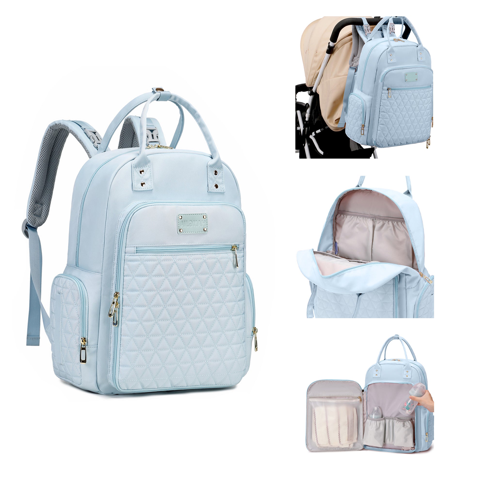 Multifunction Baby Diaper Bag Backpack, Travel Maternity Nappy Bag for Moms, 12x7x16 Inches