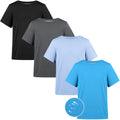 BIG ELEPHANT Boys' UPF 50+ Short-Sleeve Rash Guard Shirts, 4-Pack, Ages 6-17 Years