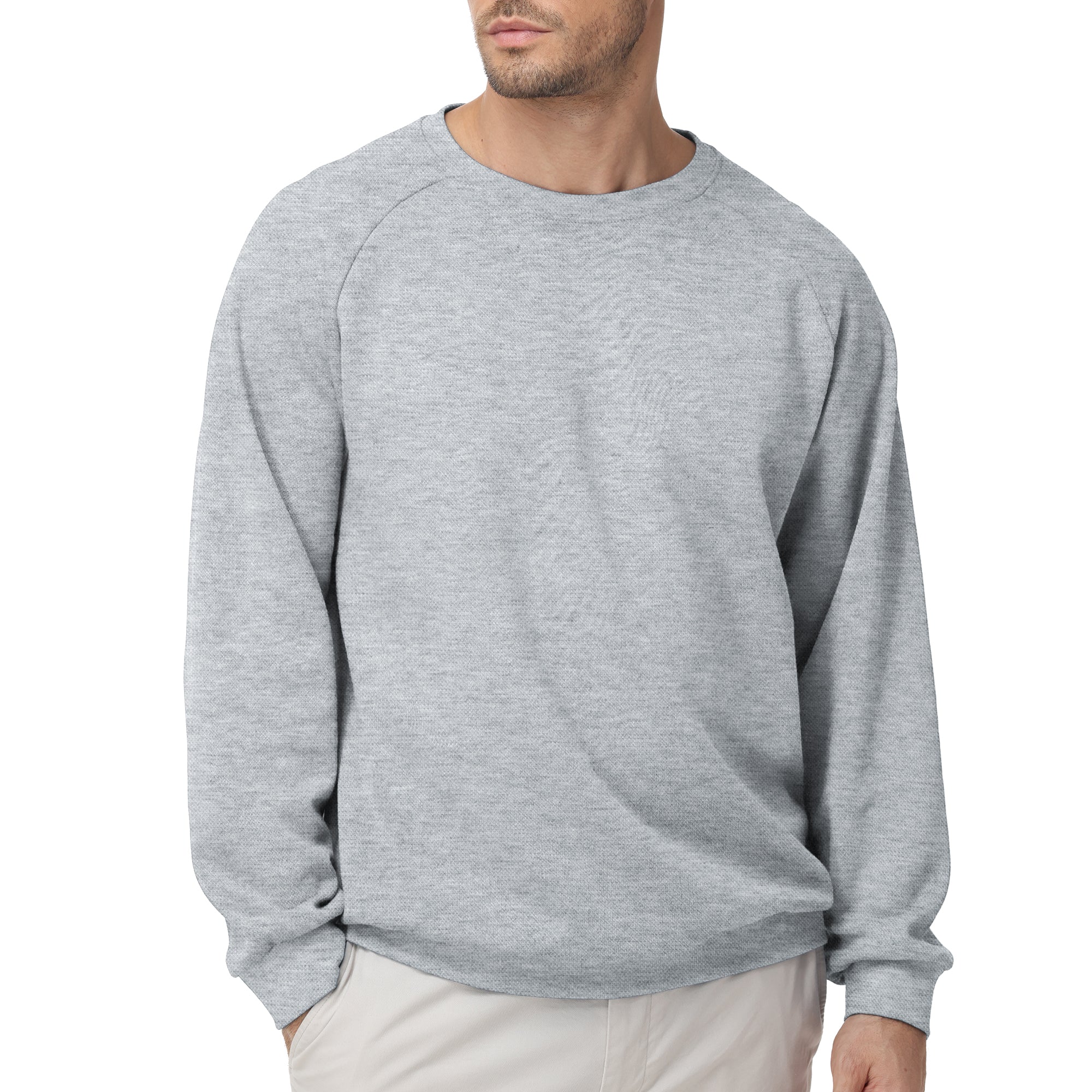 Pepypepy Men's Crewneck Sweatshirt – Soft Lightweight Cotton Pullover, Solid Color Long Sleeve for Casual Wear and Layering