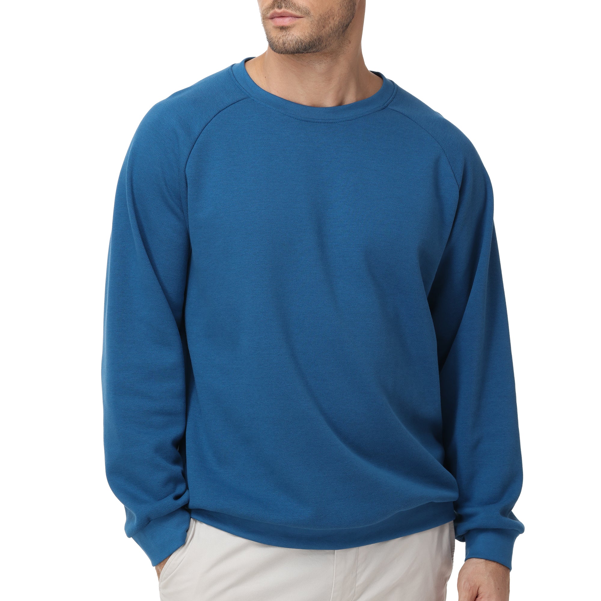 Men's Crewneck Sweatshirt – Soft Lightweight Cotton Pullover, Solid Color Long Sleeve for Casual Wear and Layering