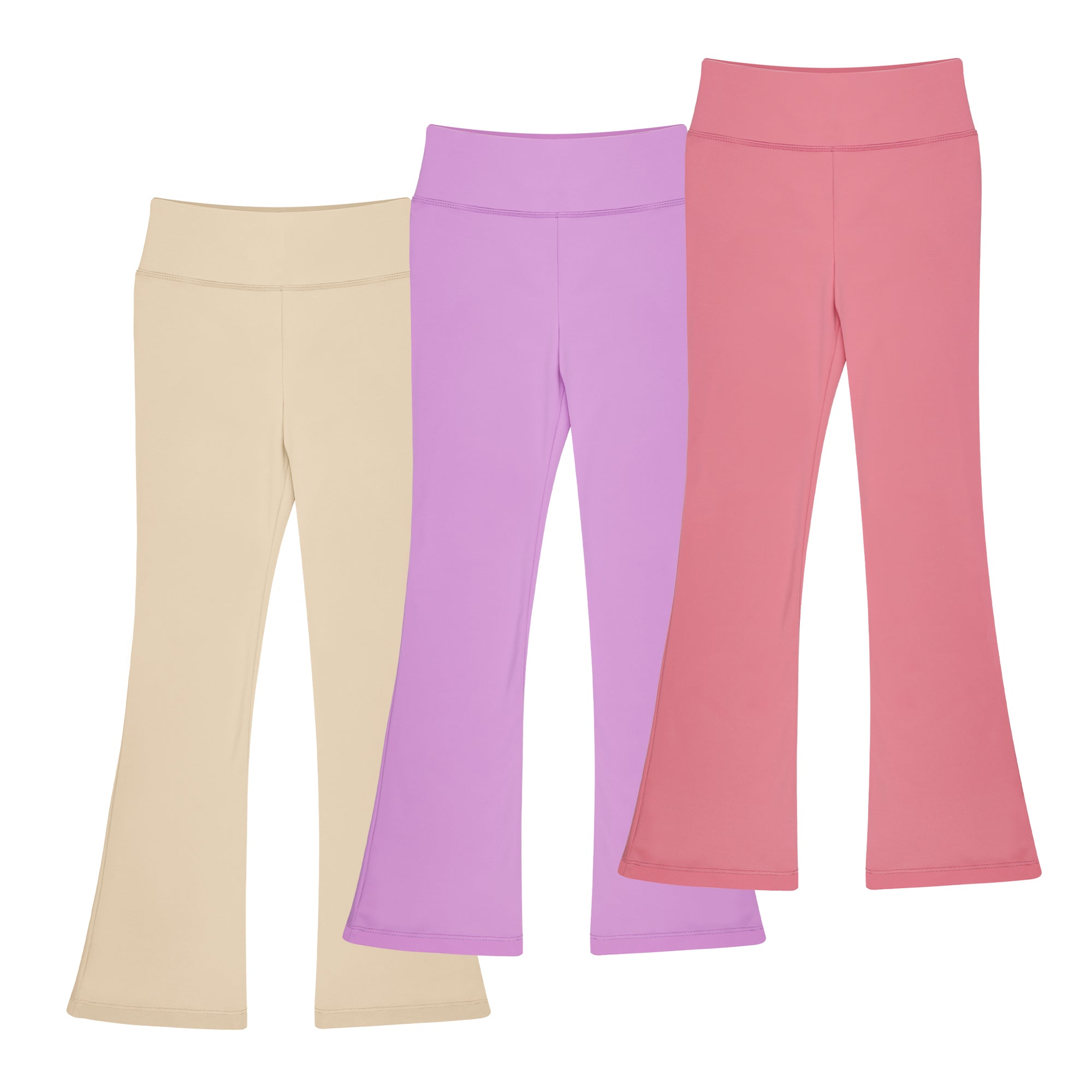 BIG ELEGHANT Girls High-Waisted Flare Leggings - 3-Pack Bootcut Yoga Pants for Dance, Sizes XS-XL