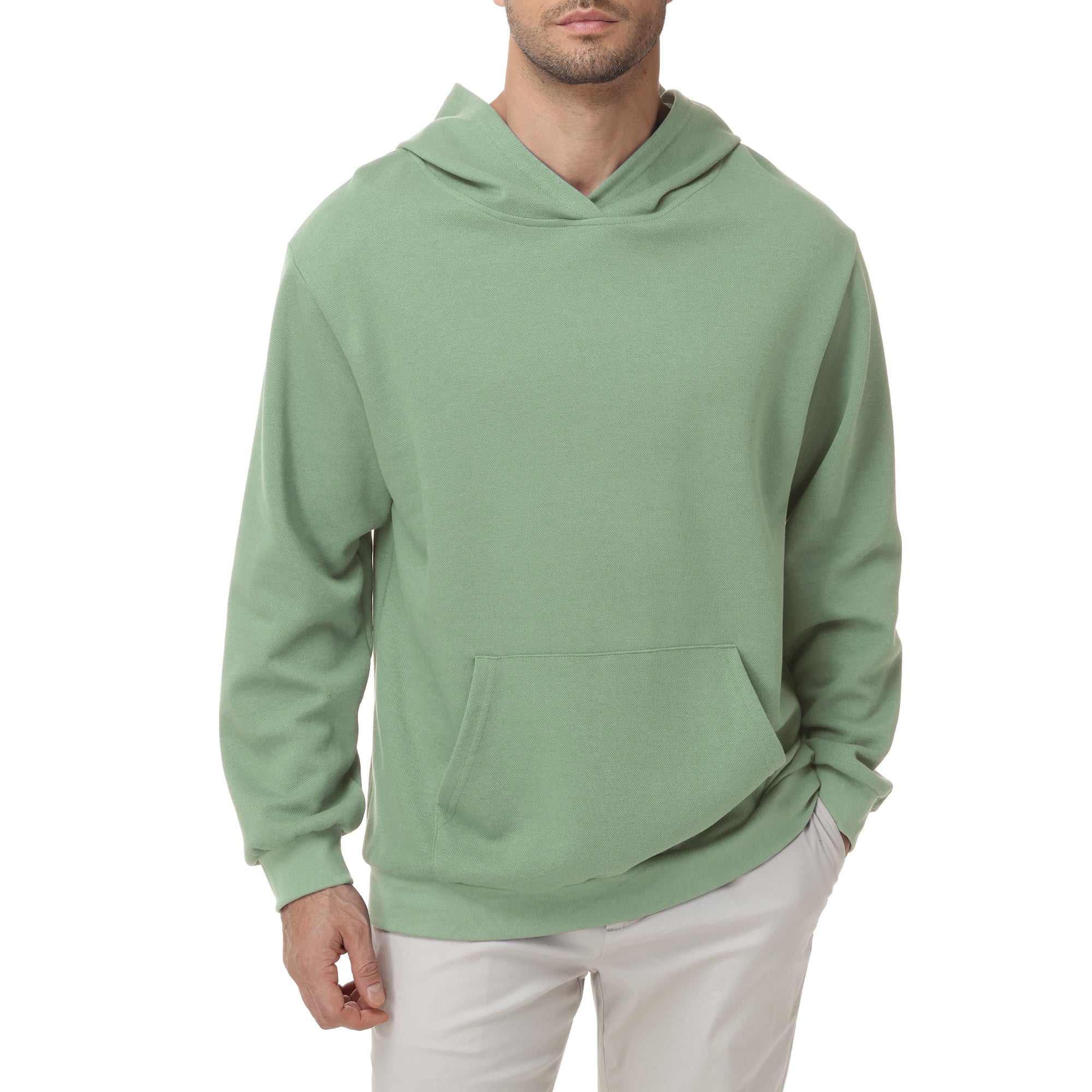 Pepypepy Men's Hooded Sweatshirt – Soft Lightweight Cotton Pullover Hoodie, Solid Color Long Sleeve for Casual Wear and Layering