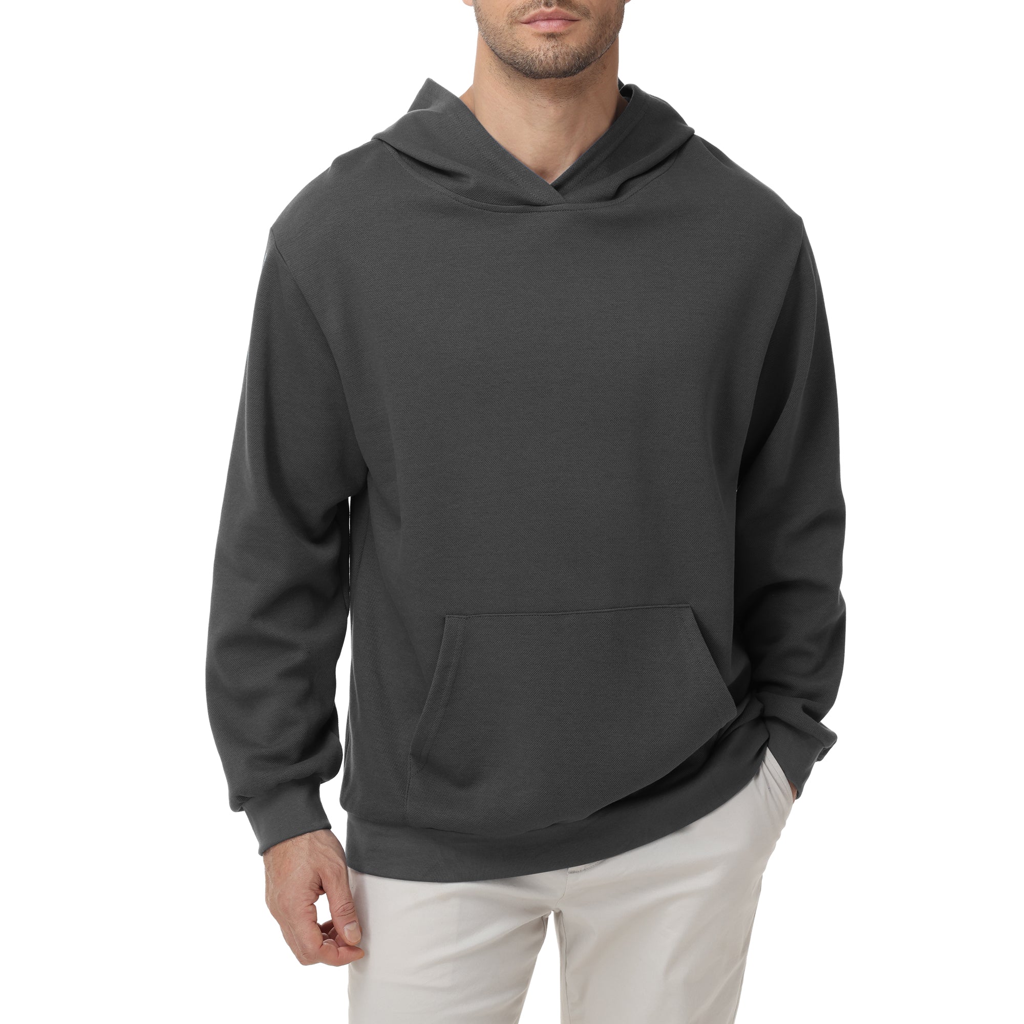 Pepypepy Men's Hooded Sweatshirt – Soft Lightweight Cotton Pullover Hoodie, Solid Color Long Sleeve for Casual Wear and Layering
