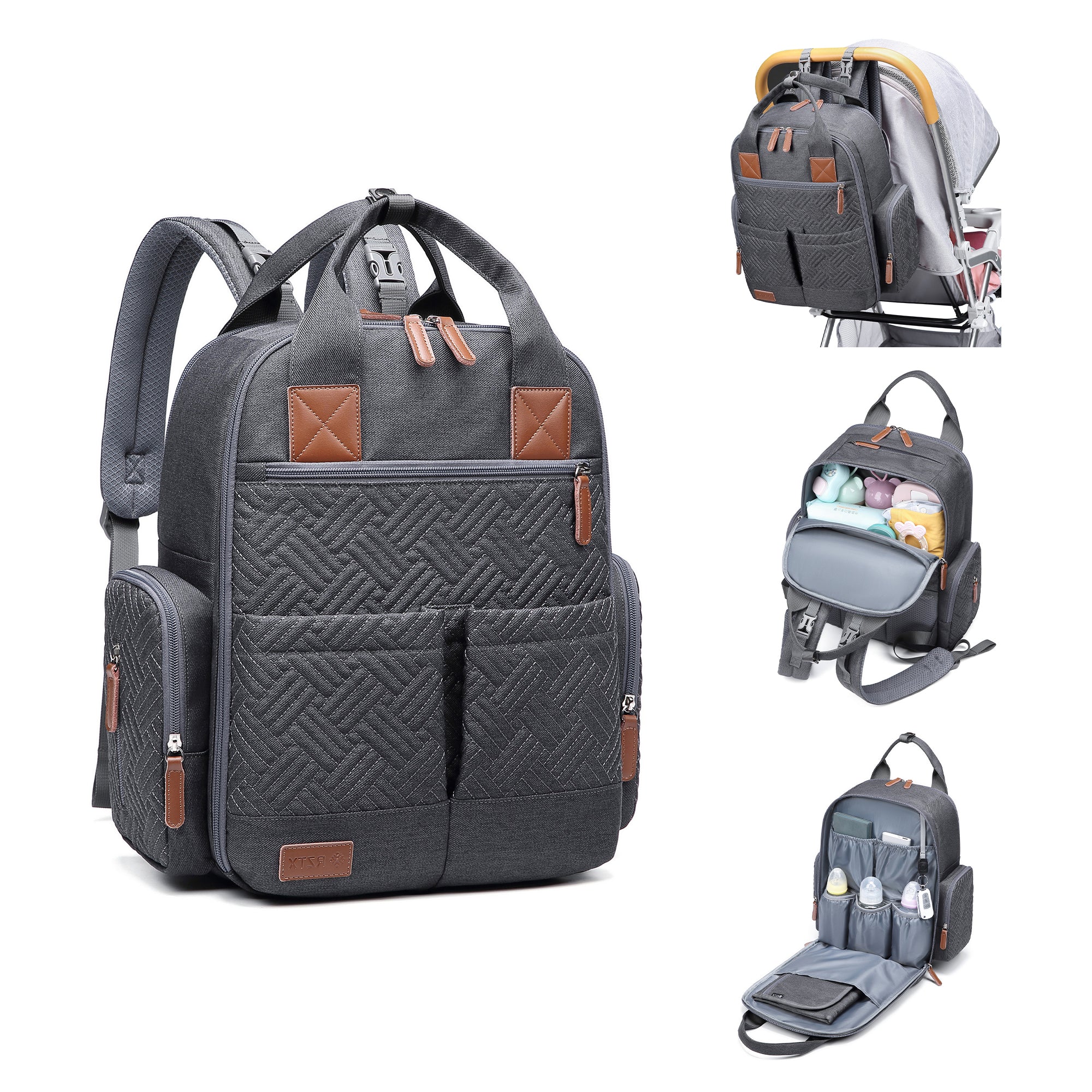 Waterproof Baby Diaper Bag Backpack, Maternity Nappy Bag with Dry & Wet Separation, 12x7x16 Inches