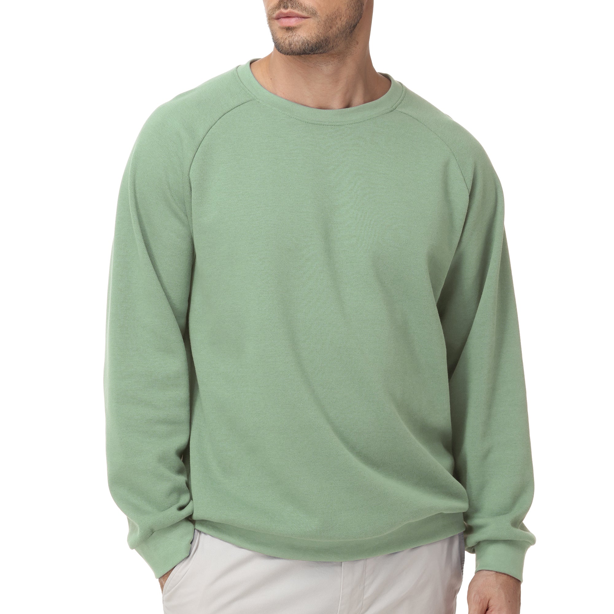 Pepypepy Men's Crewneck Sweatshirt – Soft Lightweight Cotton Pullover, Solid Color Long Sleeve for Casual Wear and Layering