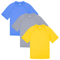 BIG ELEPHANT 3-Pack Kids' Short Sleeve Rash Guard Shirts – UPF 50+ Sun Protection & Quick-Dry Swim Tees