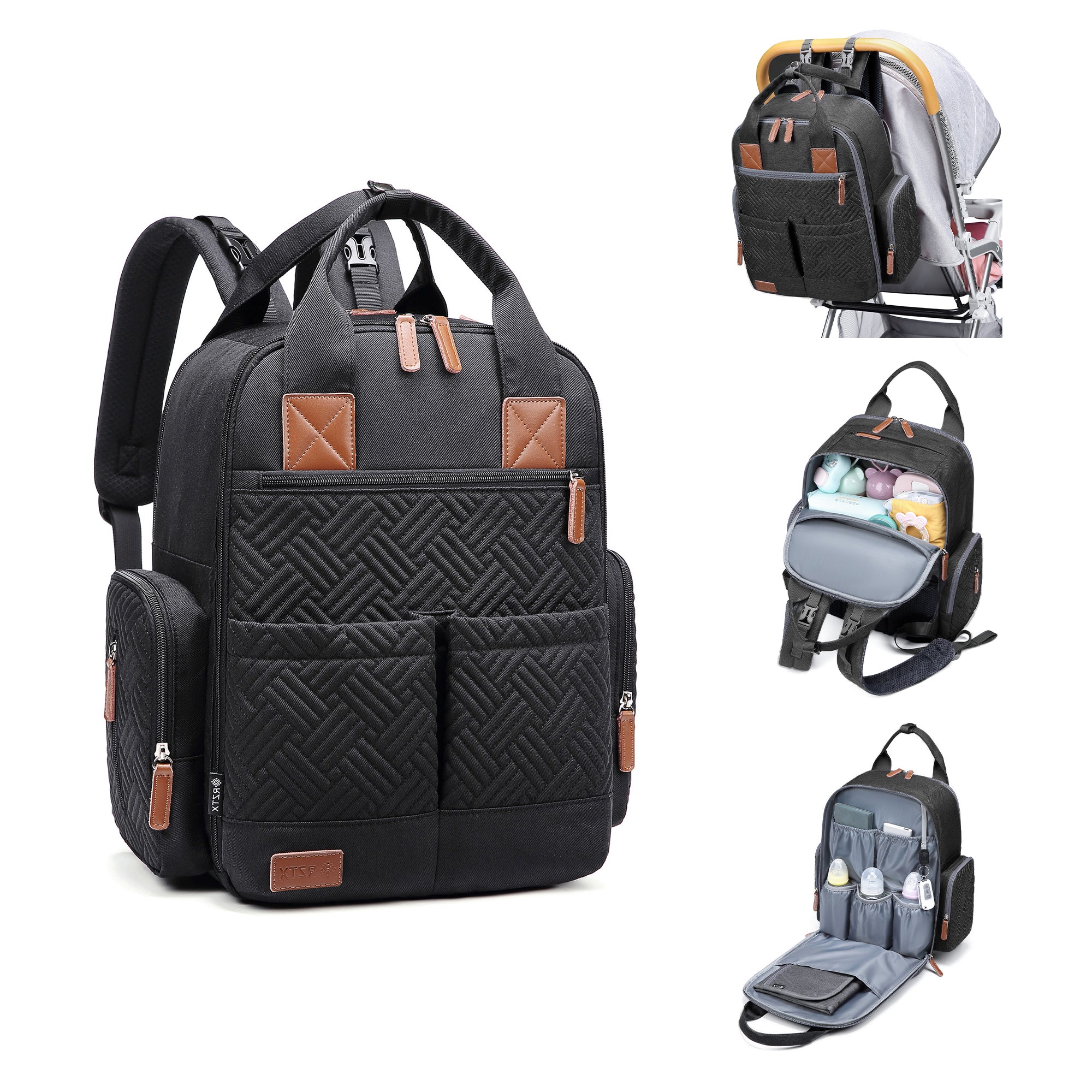 Waterproof Baby Diaper Bag Backpack, Maternity Nappy Bag with Dry & Wet Separation, 12x7x16 Inches