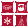 BIG ELEPHANT Set of 4 Christmas Throw Pillow Covers, Snowflake Decorative Cushion Cases, 18x18 Inches