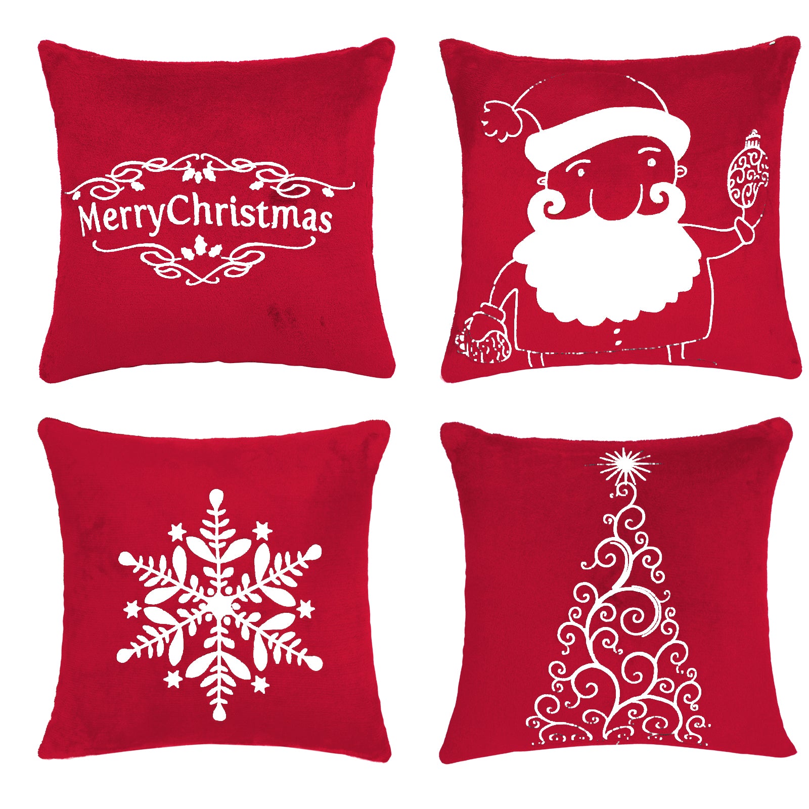 BIG ELEPHANT Set of 4 Christmas Throw Pillow Covers, Snowflake Decorative Cushion Cases, 18x18 Inches