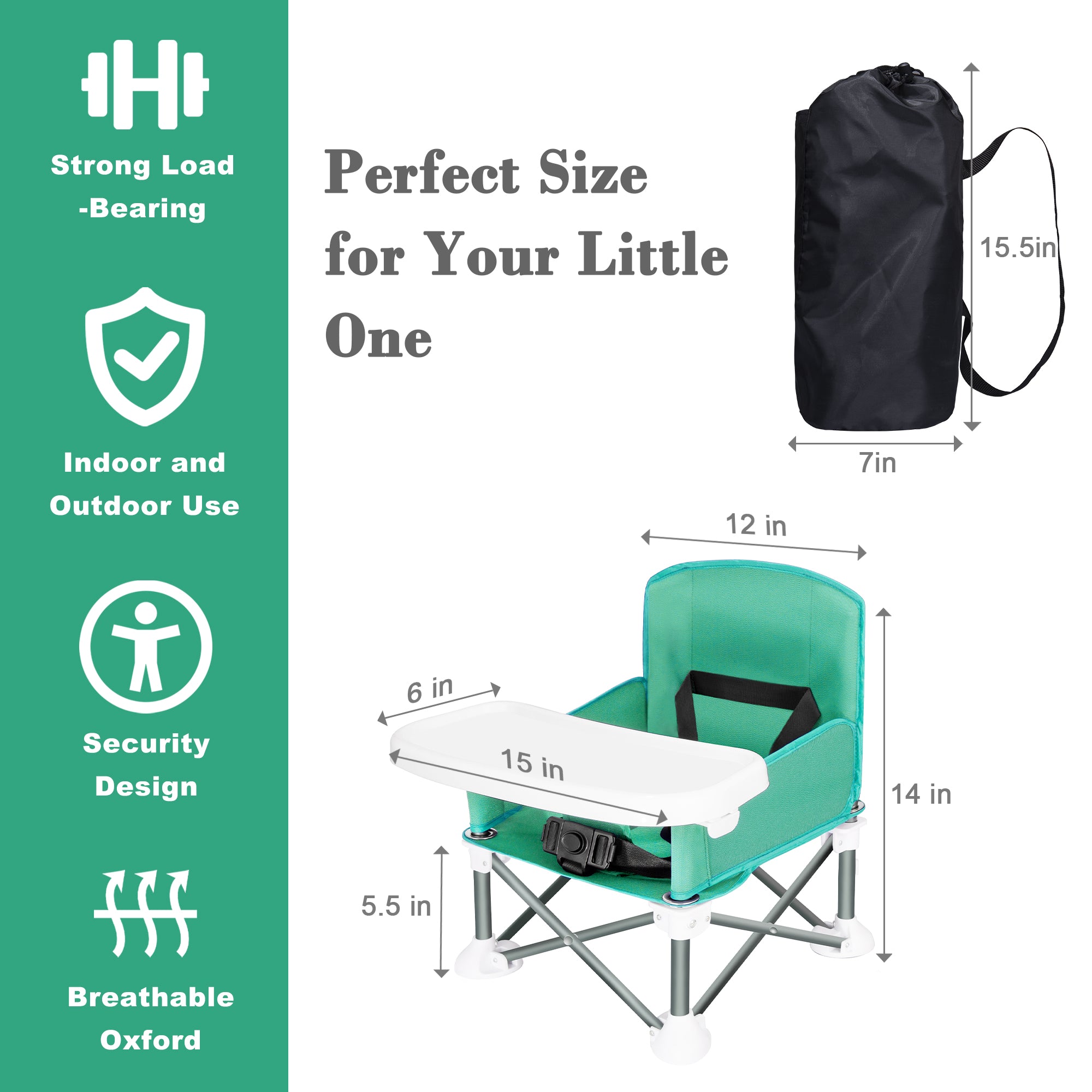 Portable Baby Travel Chair, Foldable Infant and Toddler Seat with Detachable Dining Tray, Unisex Design