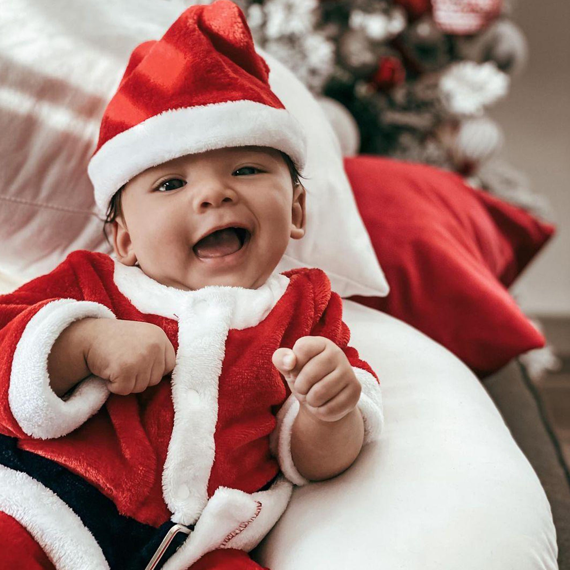 BIG ELEPHANT Unisex Baby 1 Piece Warm Christmas Long Sleeve Romper Pajama with Hat