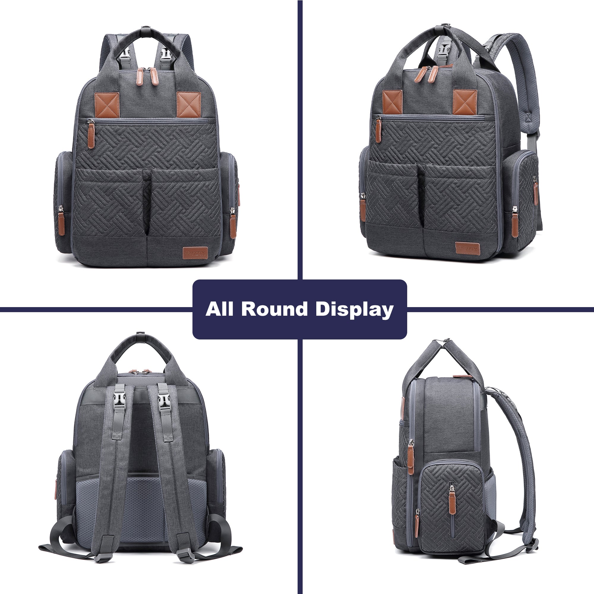 Waterproof Baby Diaper Bag Backpack, Maternity Nappy Bag with Dry & Wet Separation, 12x7x16 Inches