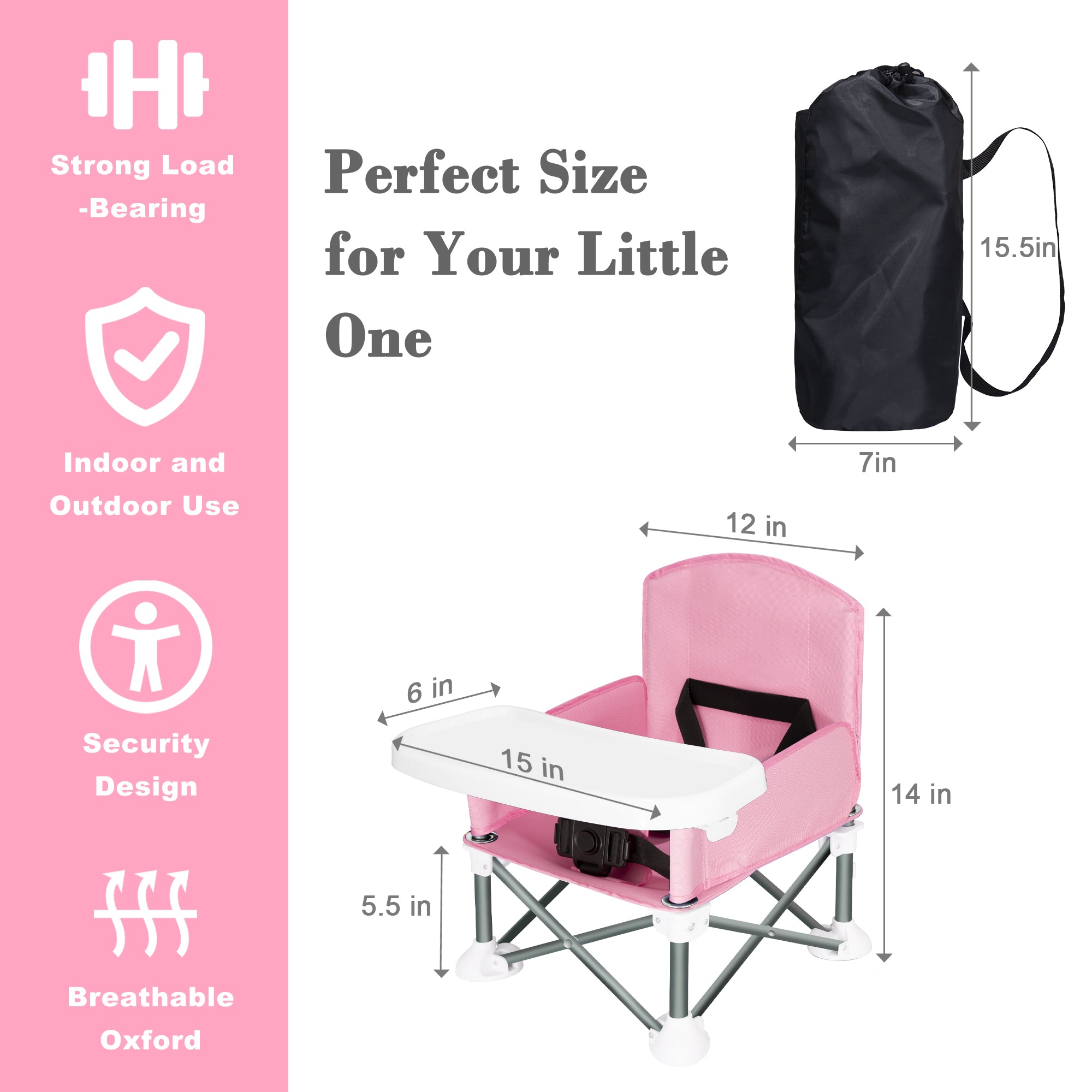 Portable Baby Travel Chair, Foldable Infant and Toddler Seat with Detachable Dining Tray, Unisex Design